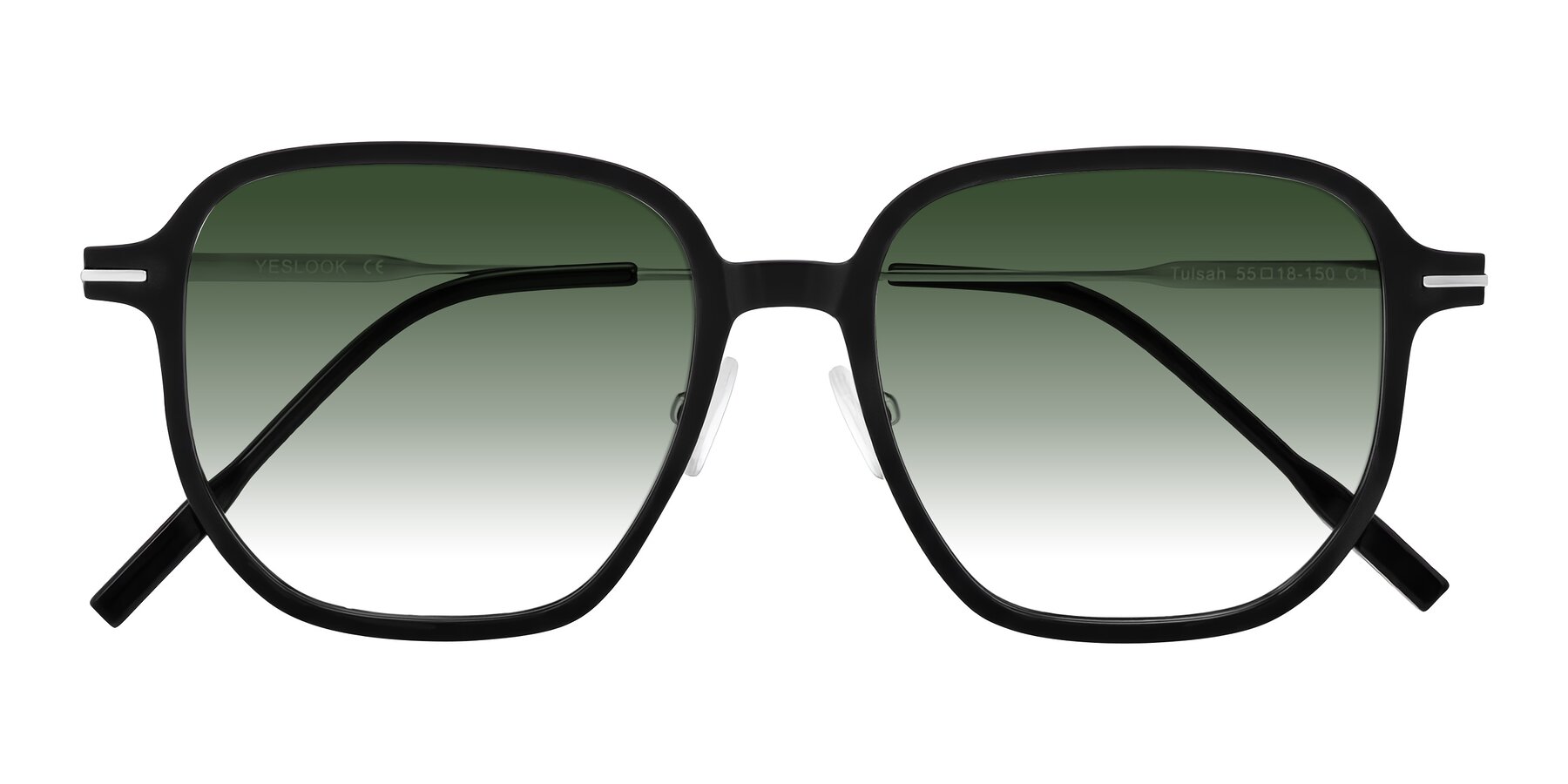 Folded Front of Tulsah in Black with Green Gradient Lenses