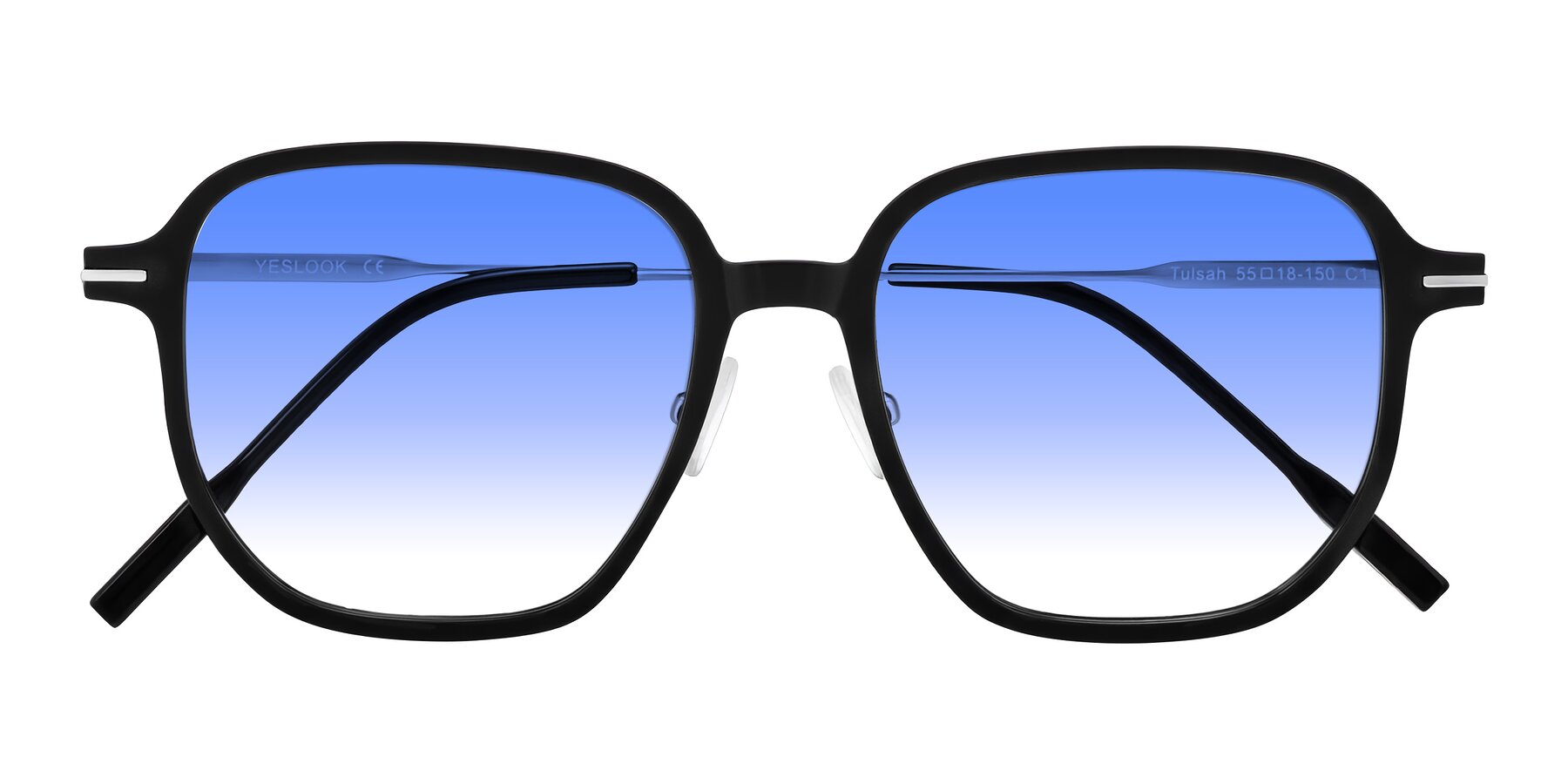 Folded Front of Tulsah in Black with Blue Gradient Lenses