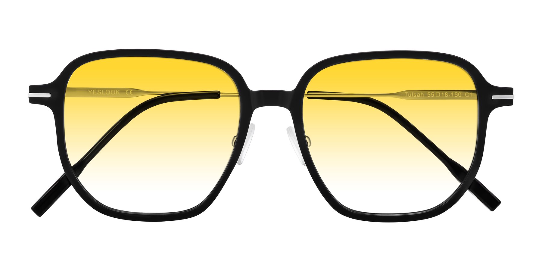 Folded Front of Tulsah in Black with Yellow Gradient Lenses