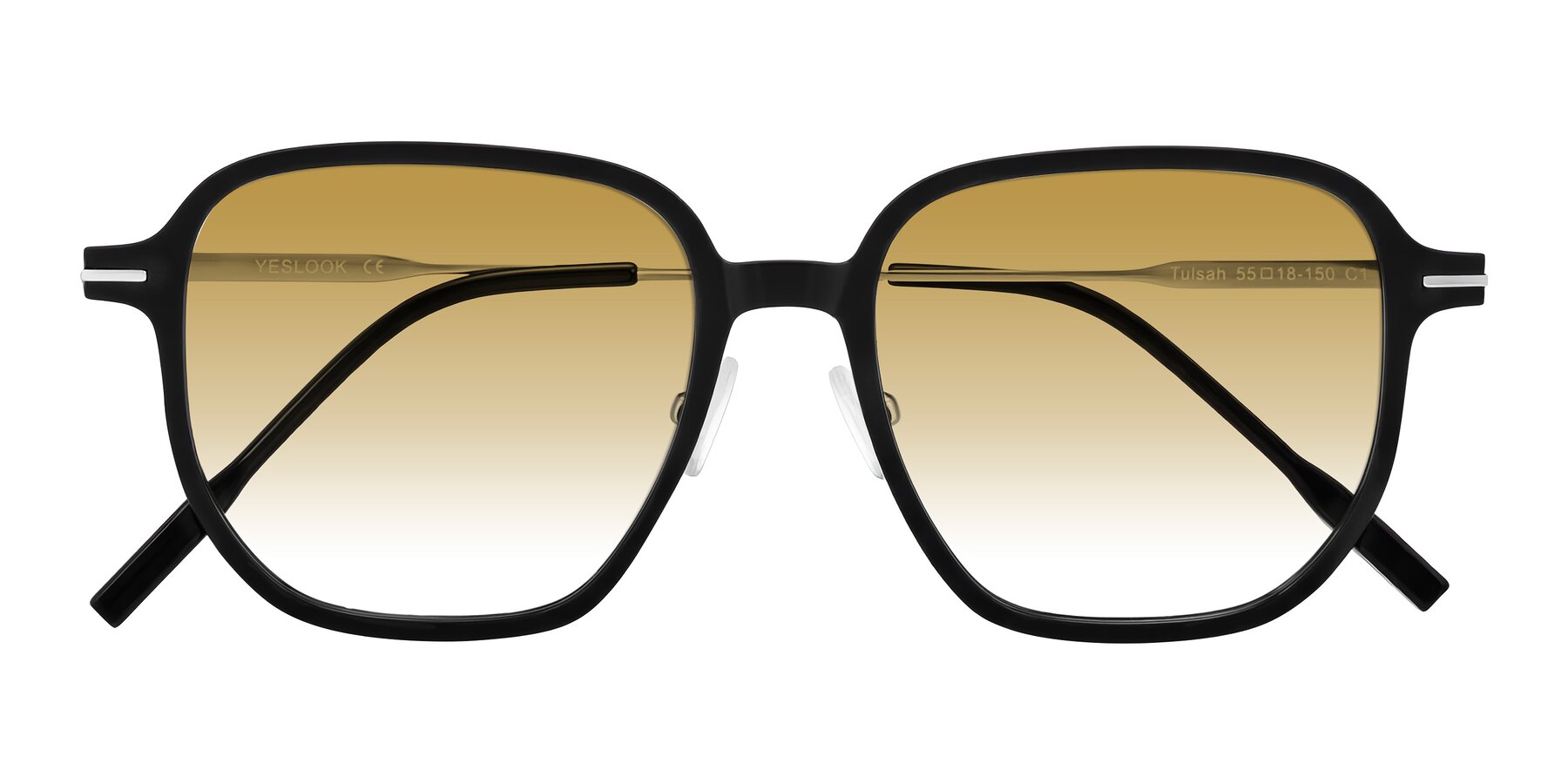 Folded Front of Tulsah in Black with Champagne Gradient Lenses