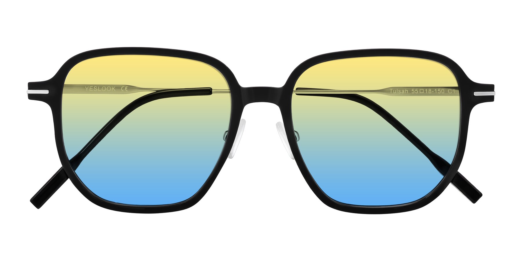 Folded Front of Tulsah in Black with Yellow / Blue Gradient Lenses