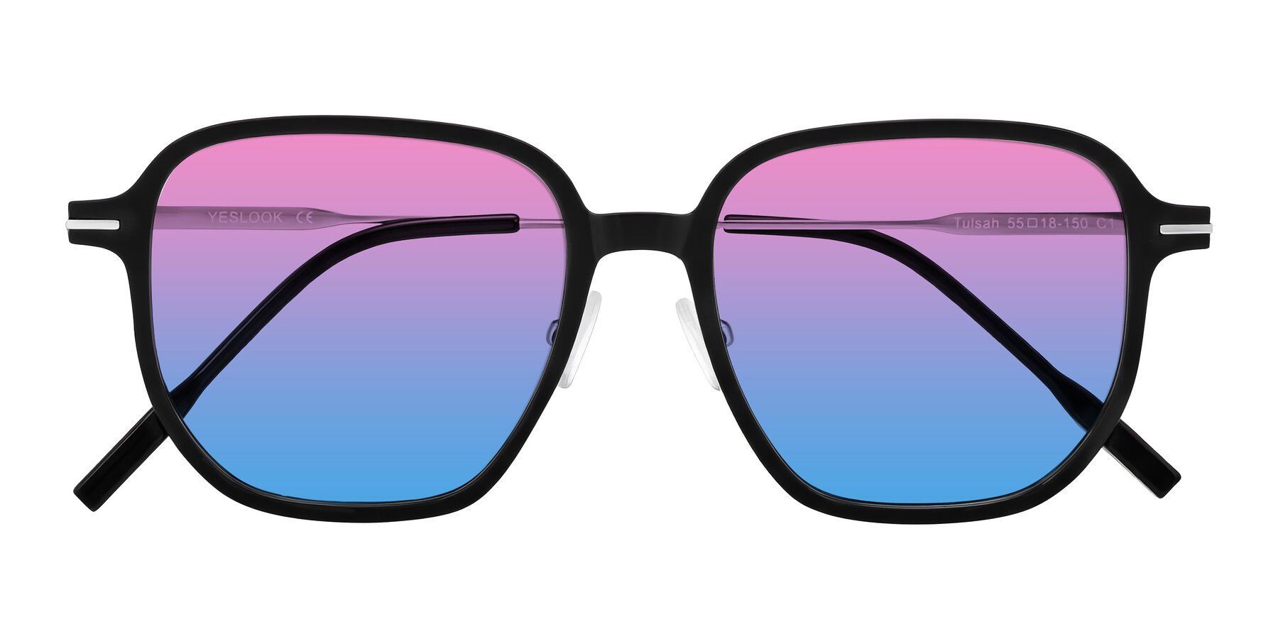 Folded Front of Tulsah in Black with Pink / Blue Gradient Lenses