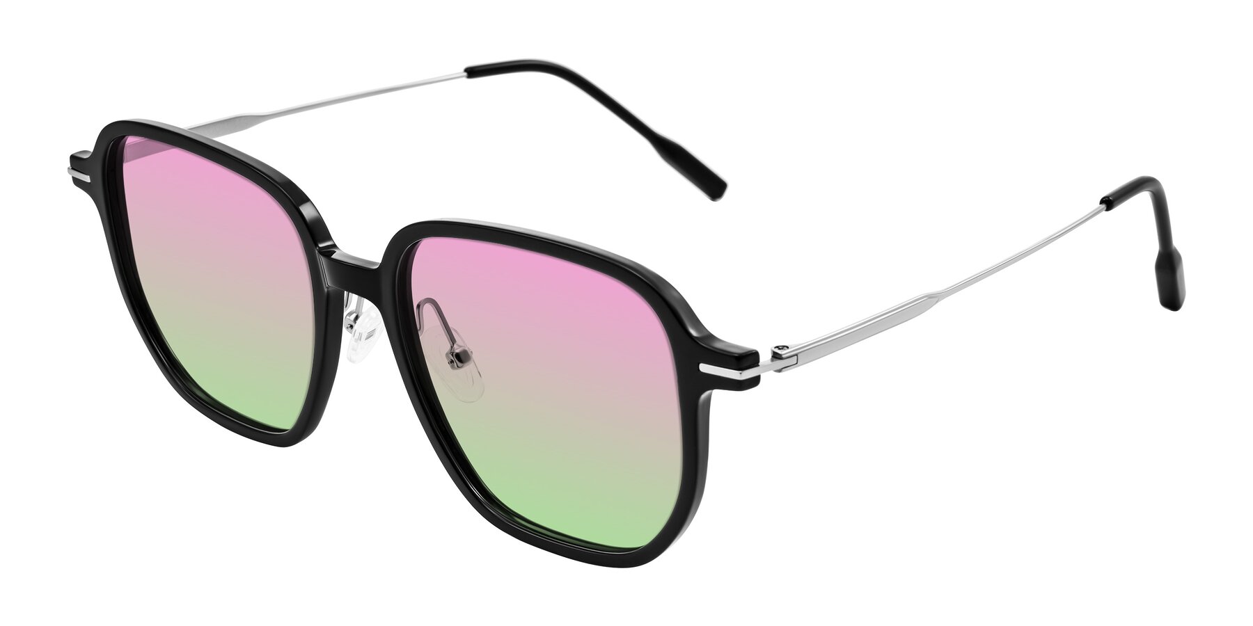 Angle of Tulsah in Black with Pink / Green Gradient Lenses