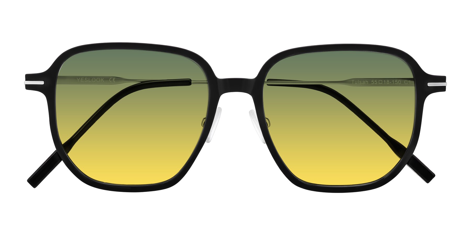 Folded Front of Tulsah in Black with Green / Yellow Gradient Lenses