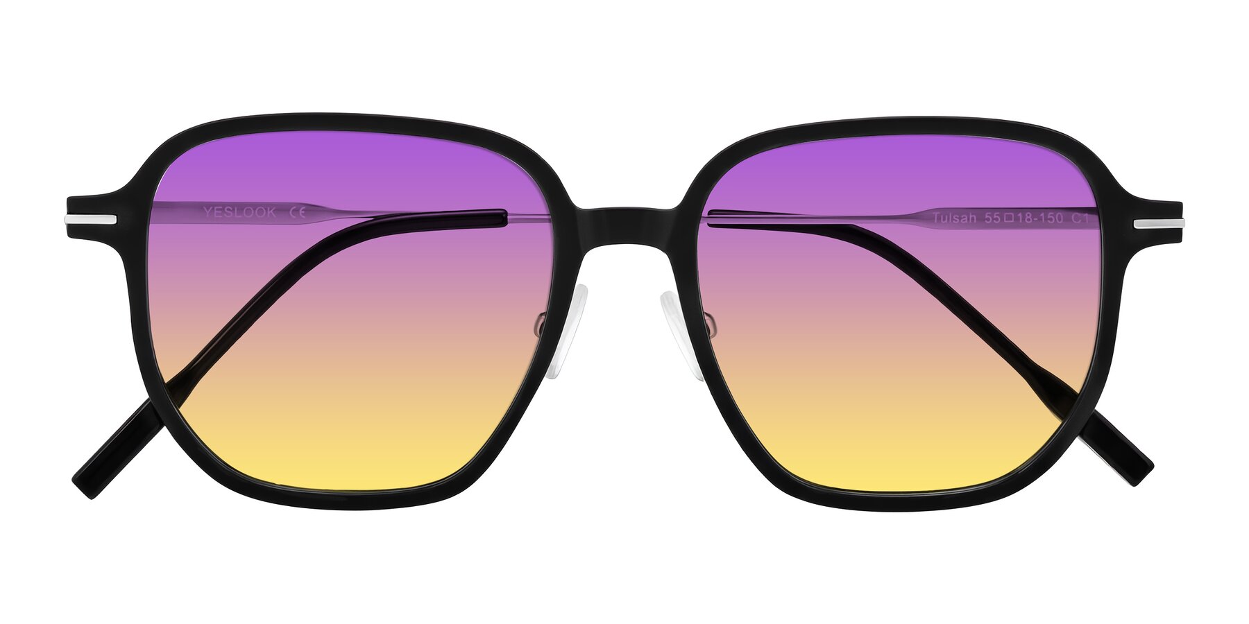 Folded Front of Tulsah in Black with Purple / Yellow Gradient Lenses