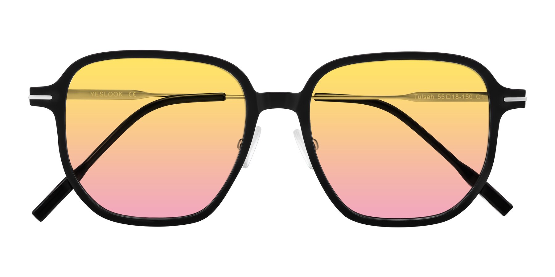 Folded Front of Tulsah in Black with Yellow / Pink Gradient Lenses