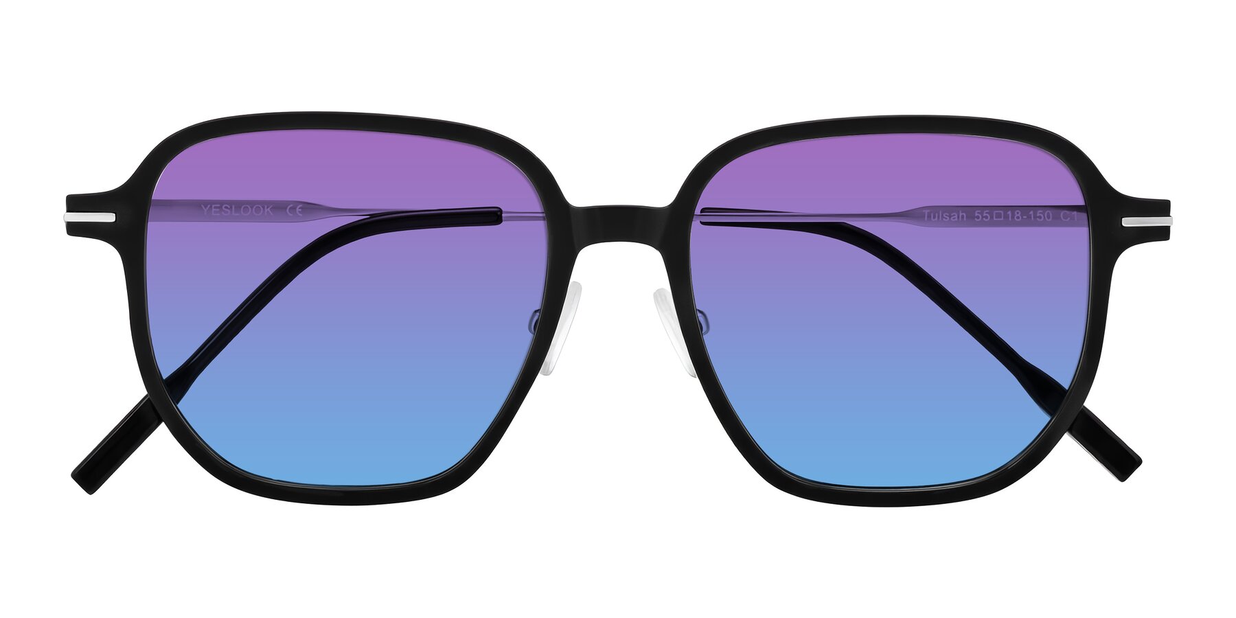 Folded Front of Tulsah in Black with Purple / Blue Gradient Lenses