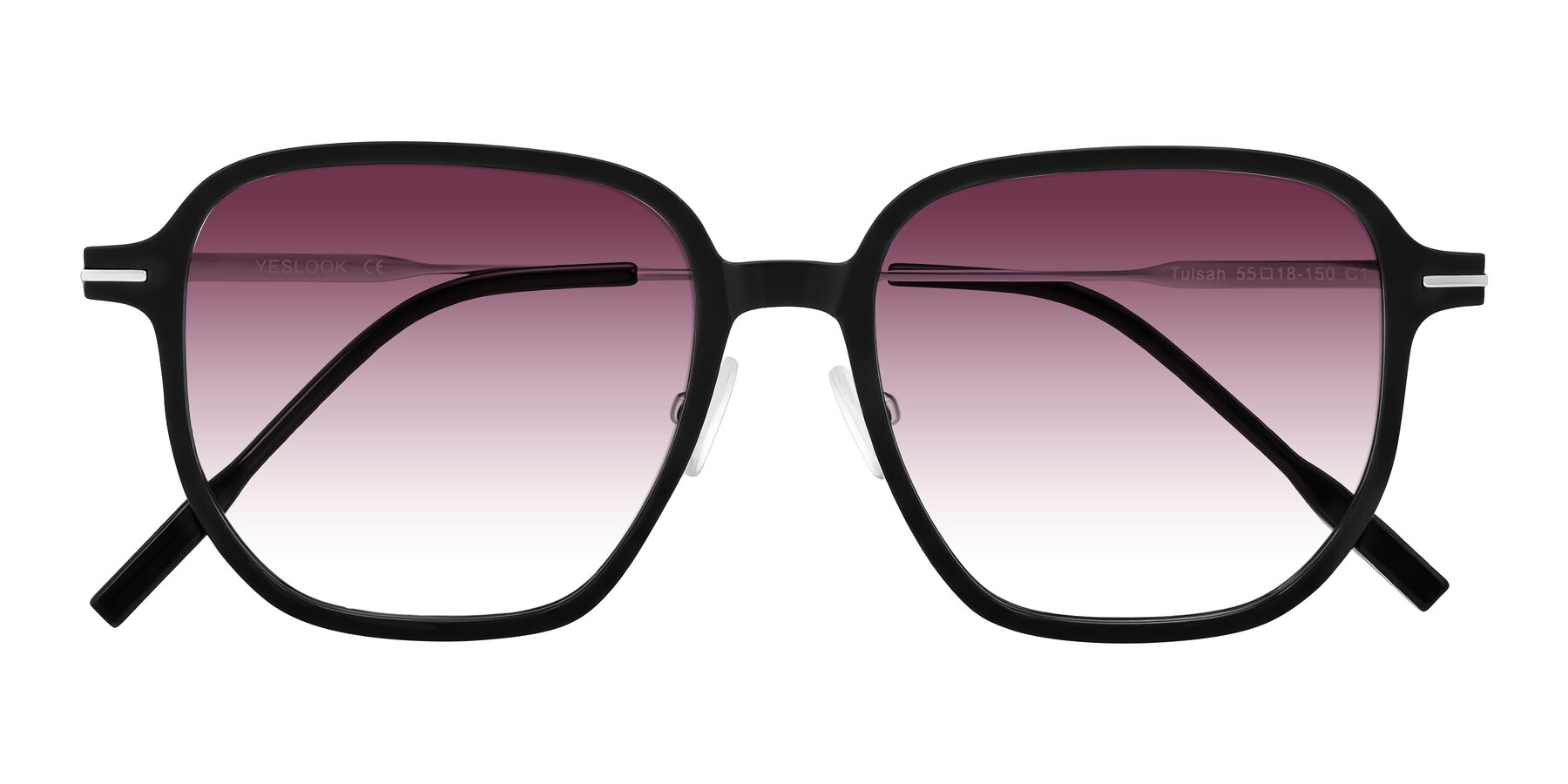 Folded Front of Tulsah in Black with Wine Gradient Lenses