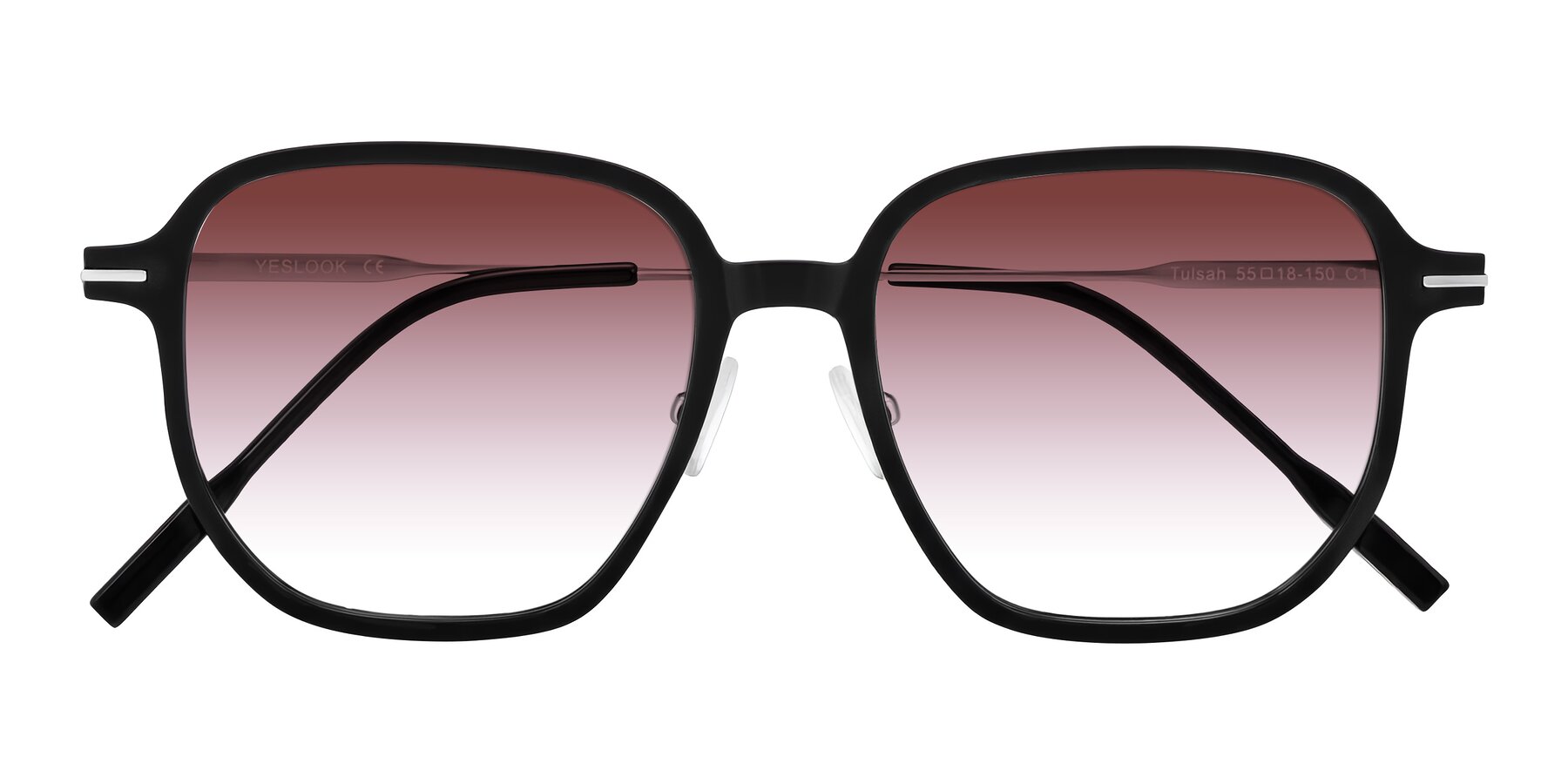 Folded Front of Tulsah in Black with Garnet Gradient Lenses