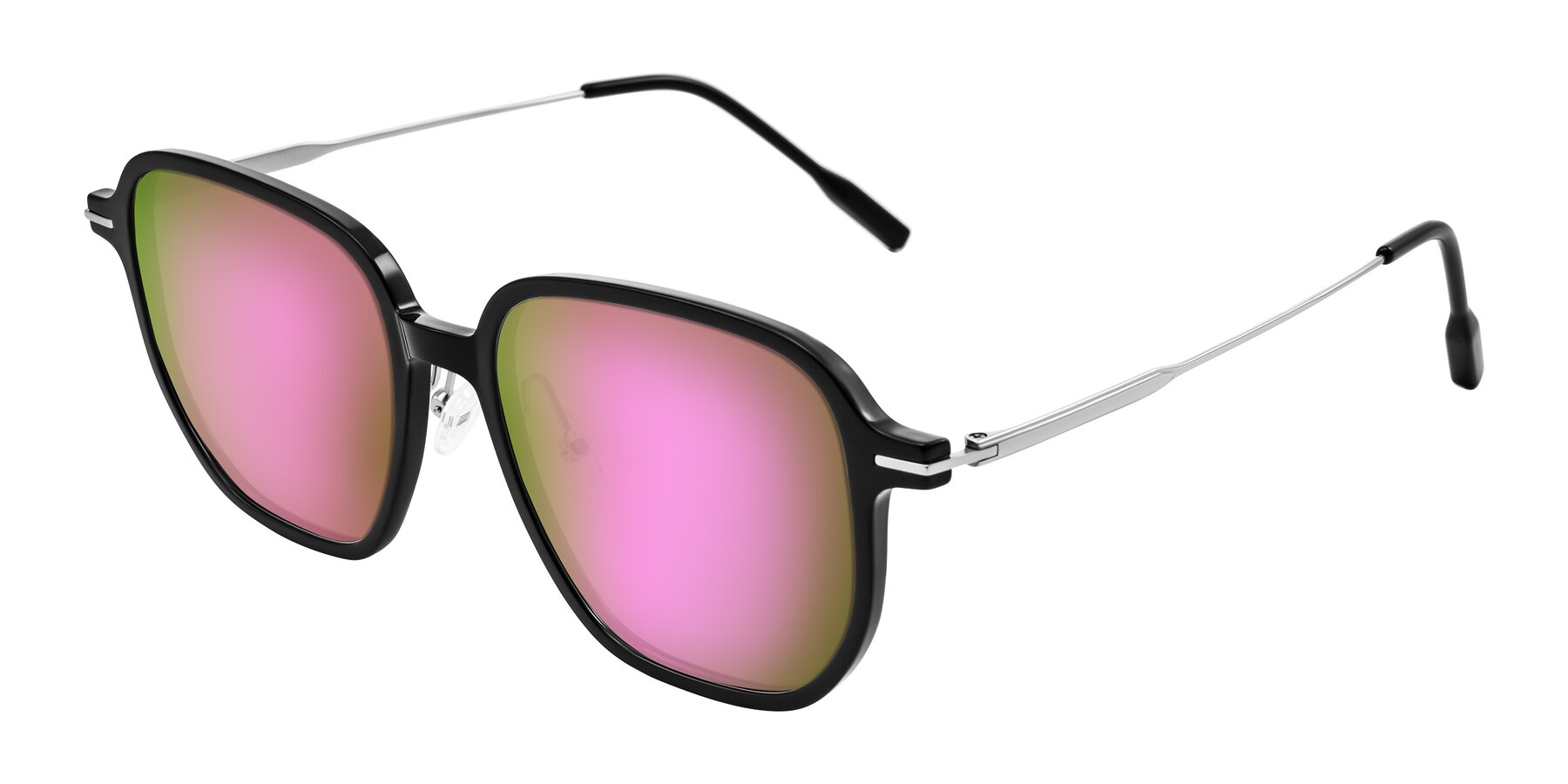 Angle of Tulsah in Black with Pink Mirrored Lenses