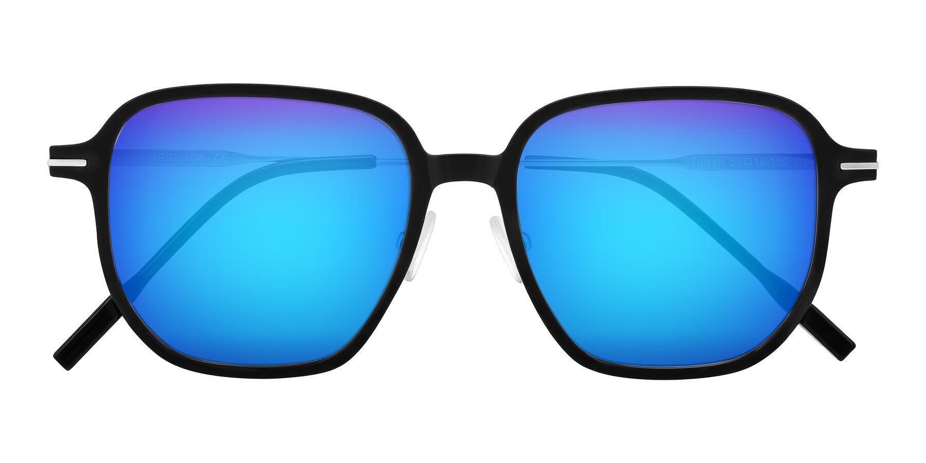 Folded Front of Tulsah in Black with Blue Mirrored Lenses