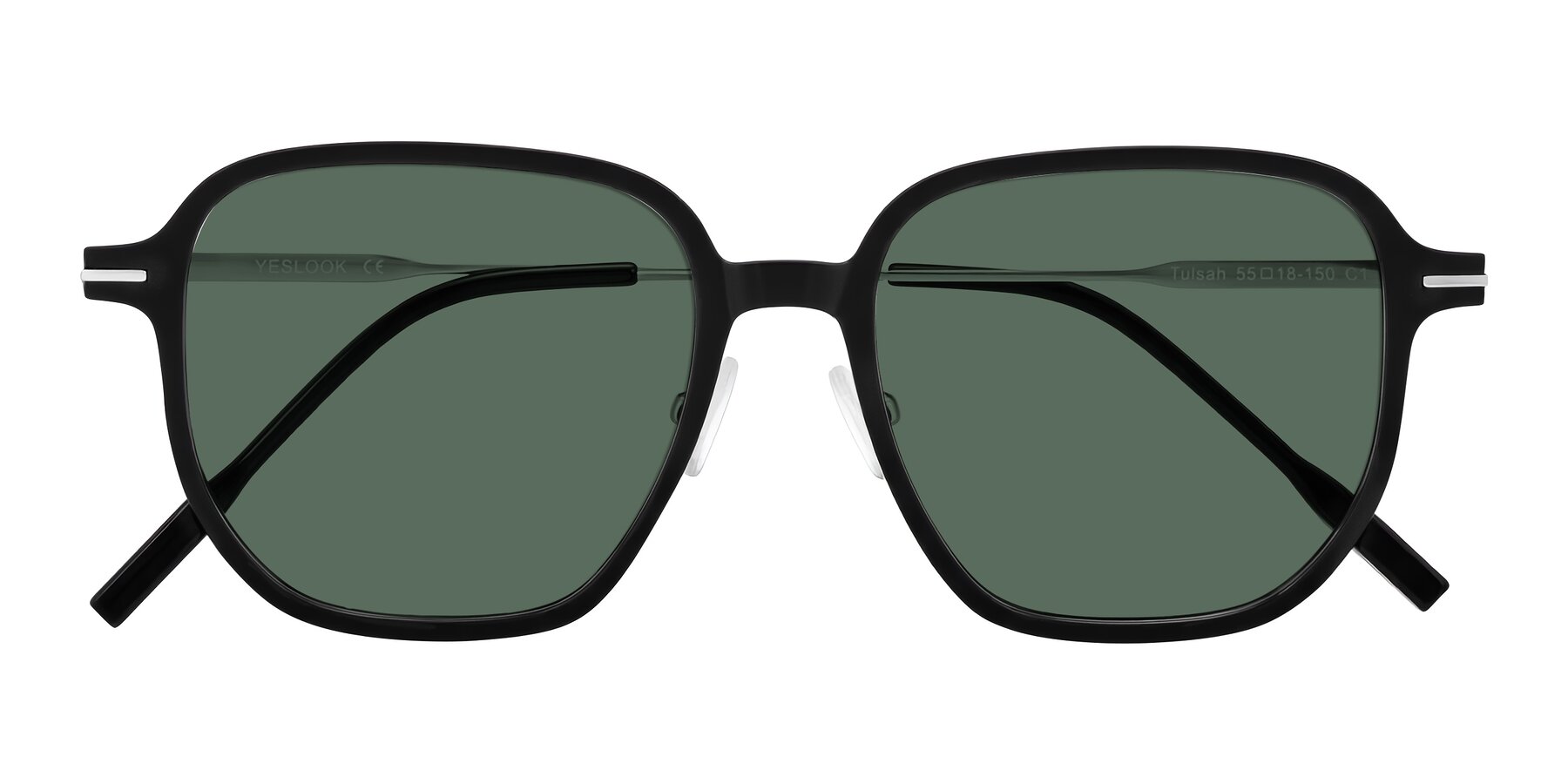 Folded Front of Tulsah in Black with Green Polarized Lenses