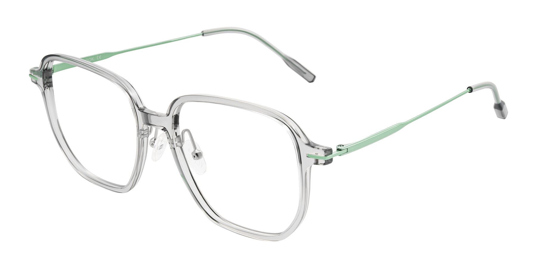 Angle of Tulsah in Transparent Gray with Clear Eyeglass Lenses
