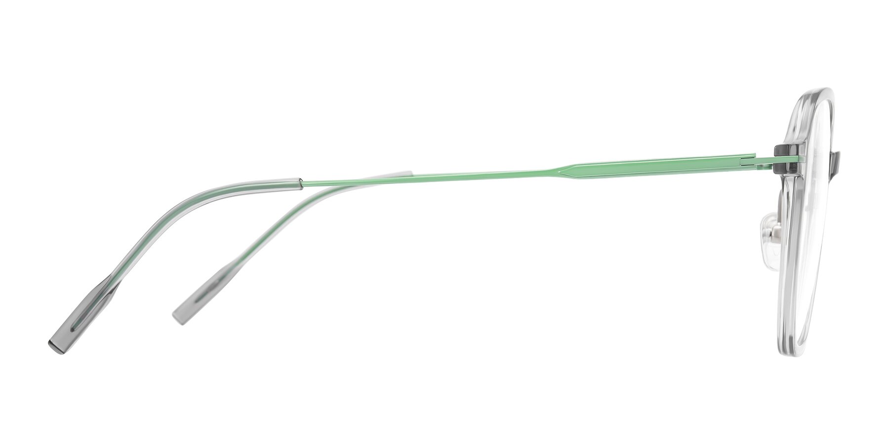 Side of Tulsah in Transparent Gray with Clear Eyeglass Lenses