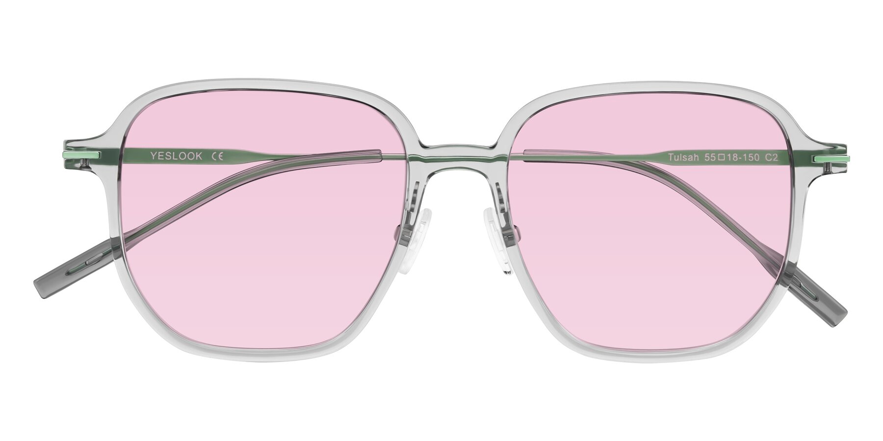 Folded Front of Tulsah in Transparent Gray with Light Pink Tinted Lenses