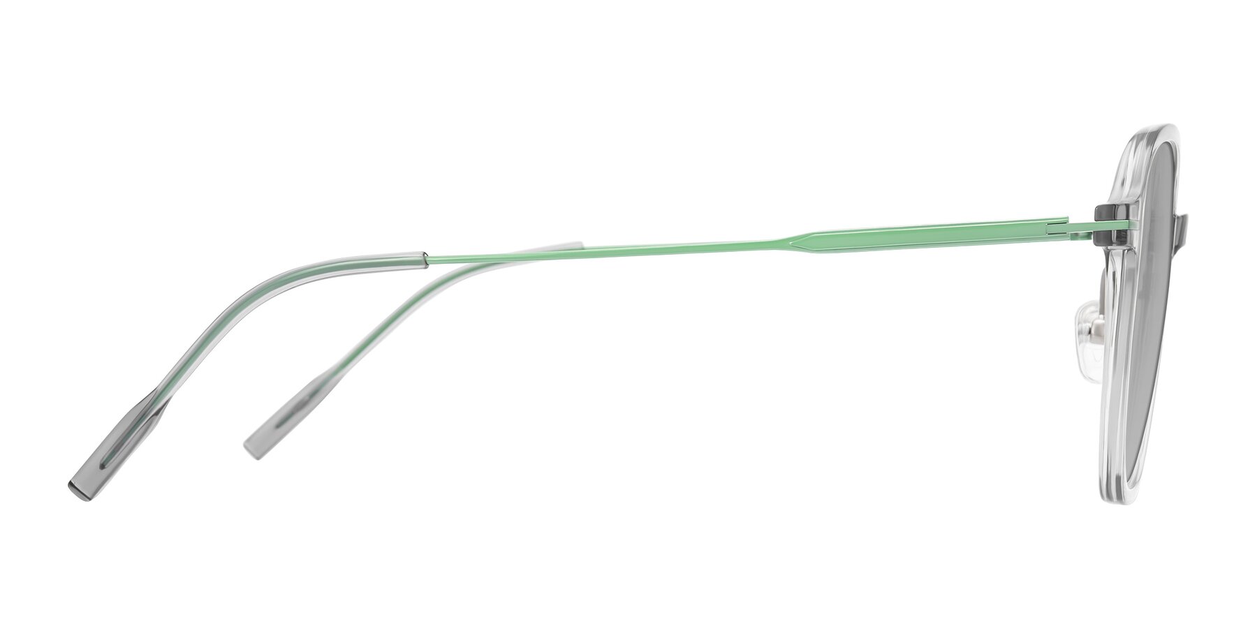 Side of Tulsah in Transparent Gray with Light Gray Tinted Lenses