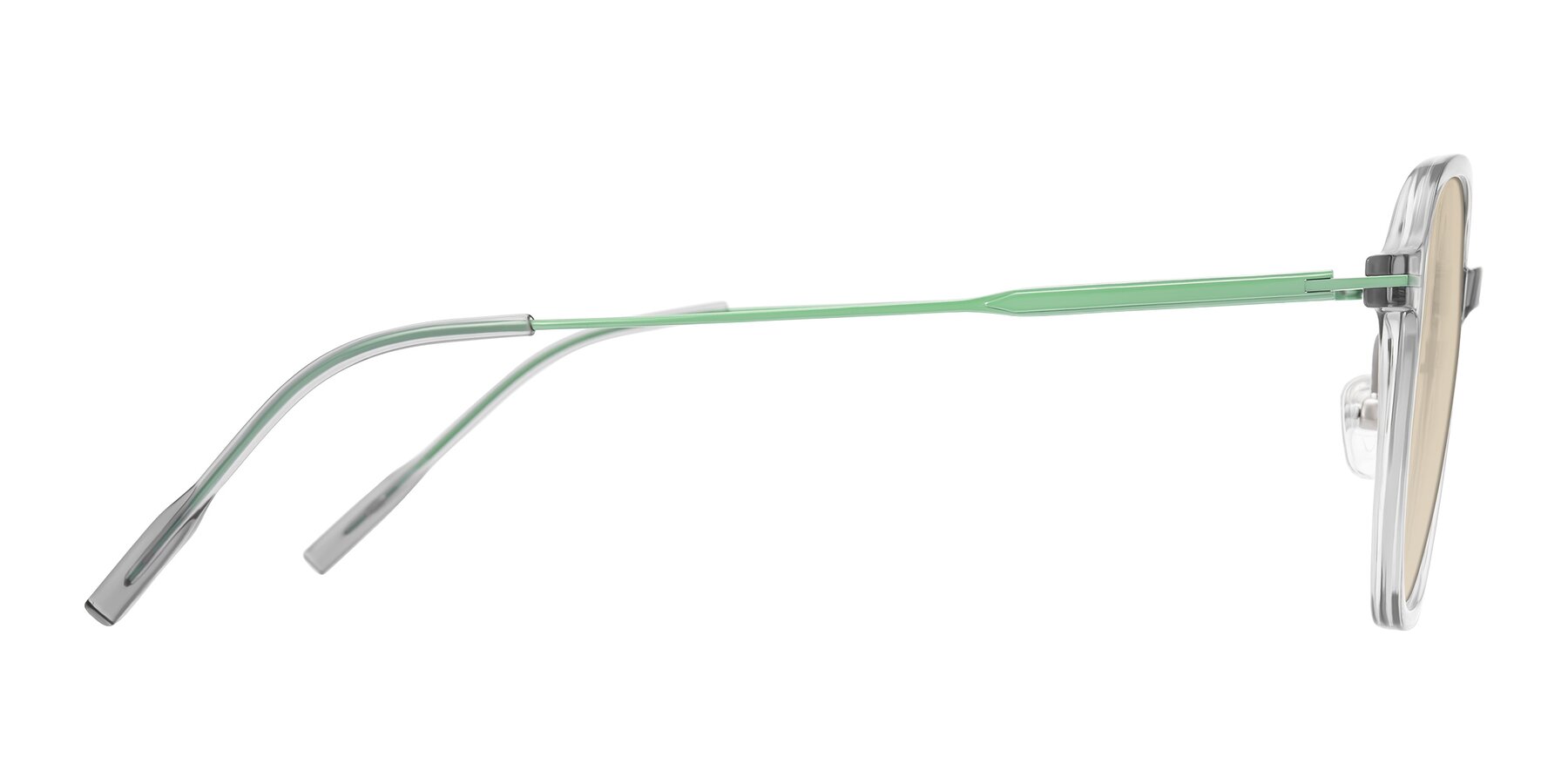 Side of Tulsah in Transparent Gray with Light Brown Tinted Lenses