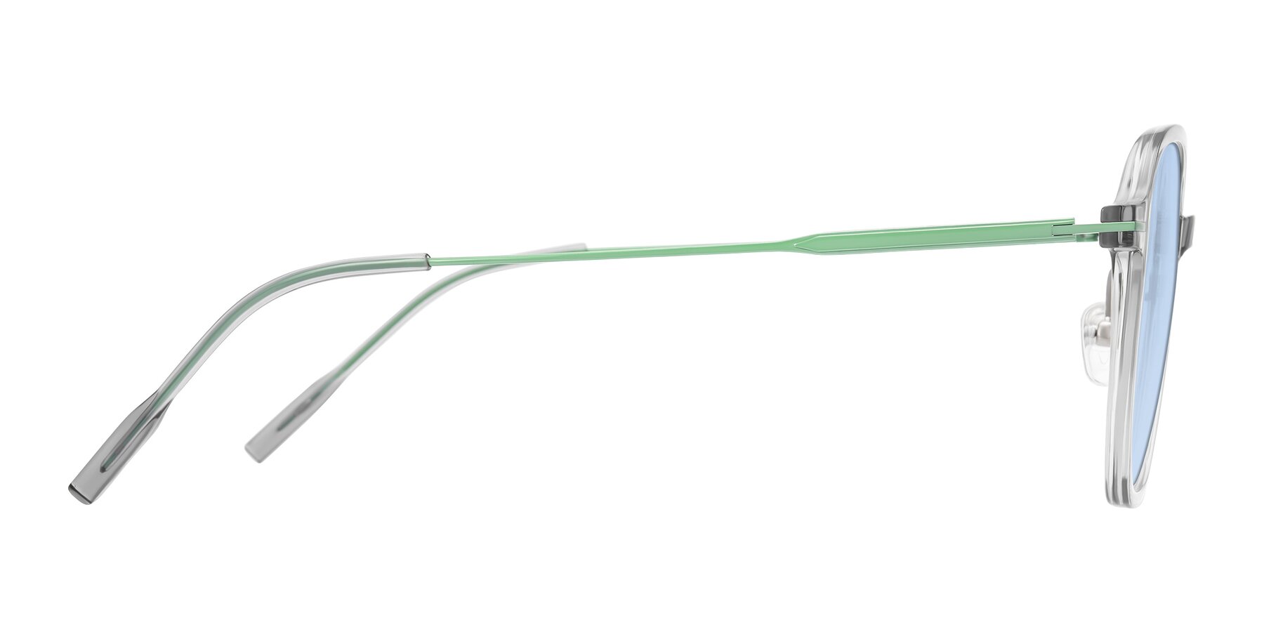 Side of Tulsah in Transparent Gray with Light Blue Tinted Lenses