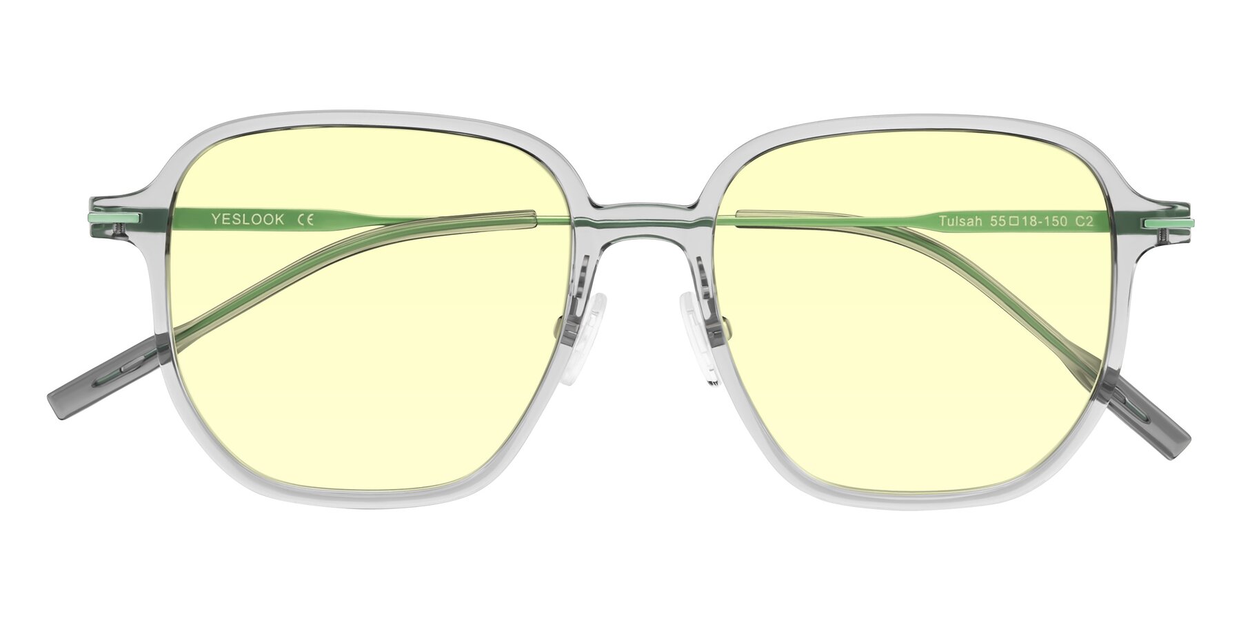 Folded Front of Tulsah in Transparent Gray with Light Yellow Tinted Lenses