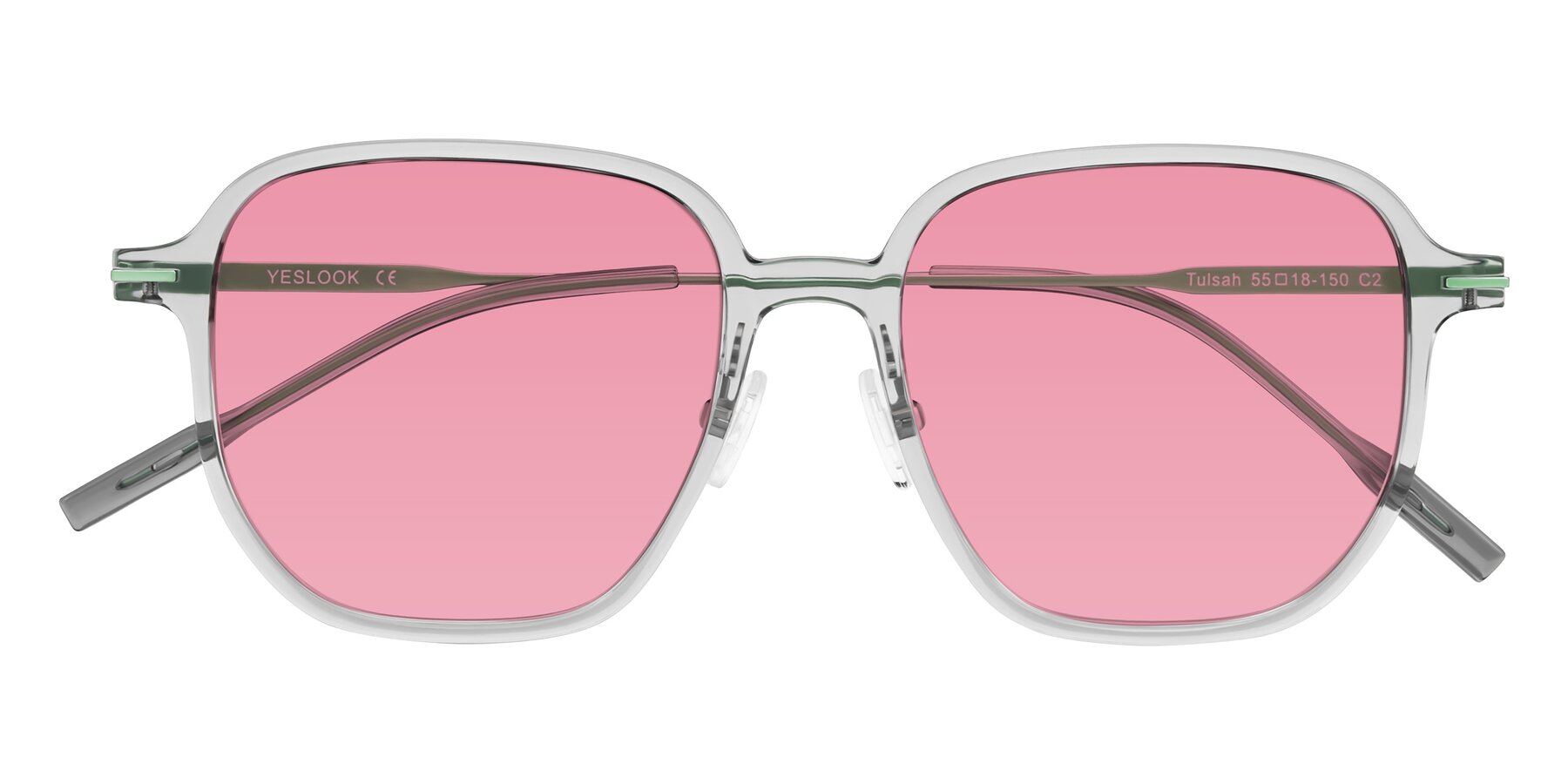 Folded Front of Tulsah in Transparent Gray with Pink Tinted Lenses