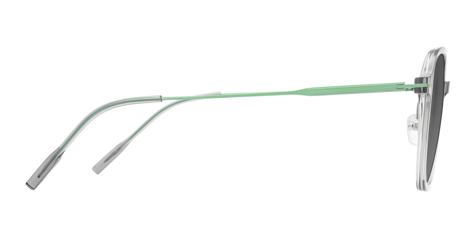 Side of Tulsah in Transparent Gray with Medium Gray Tinted Lenses