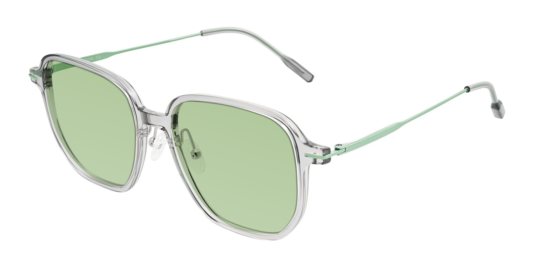 Angle of Tulsah in Transparent Gray with Medium Green Tinted Lenses