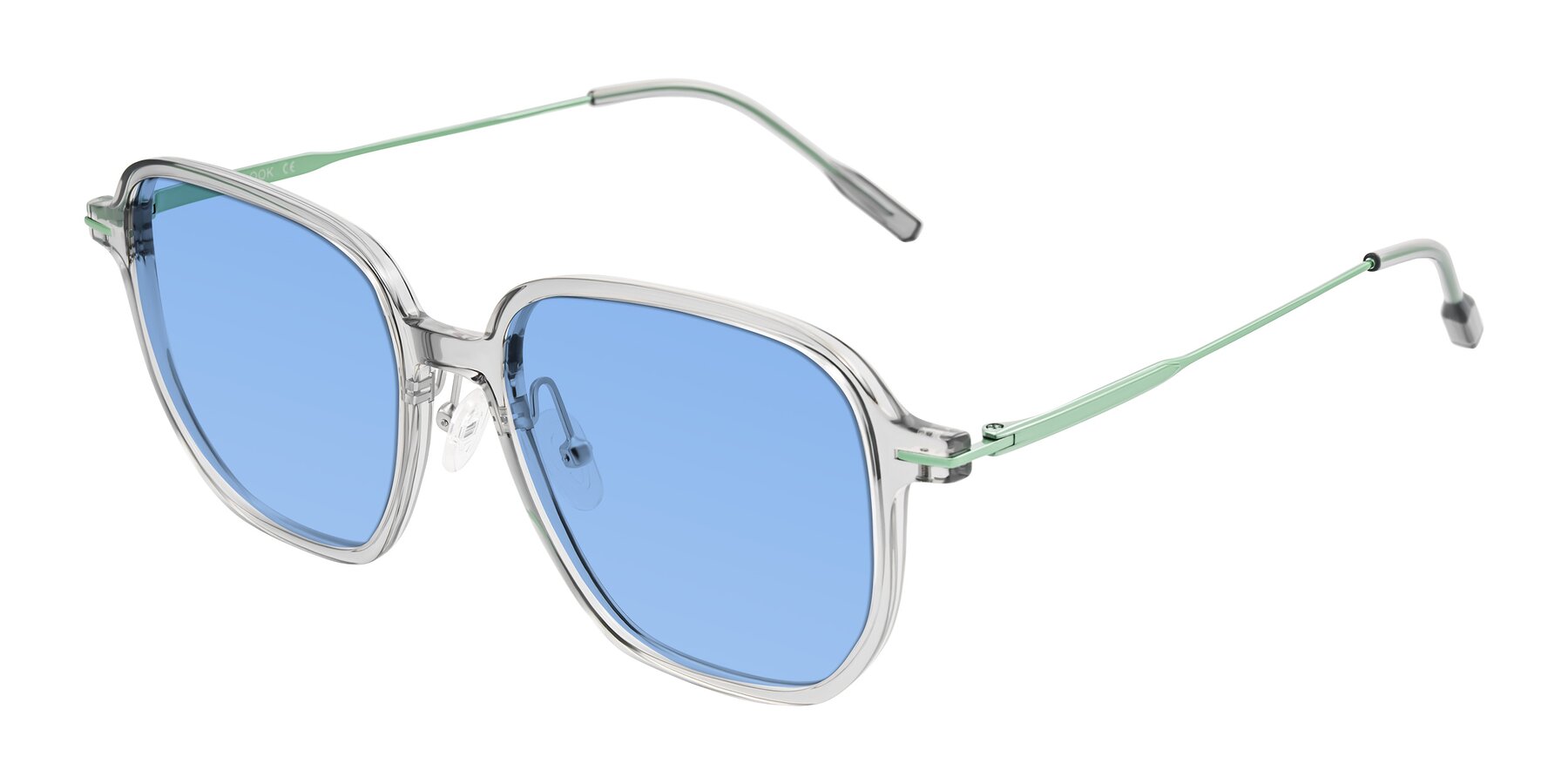 Angle of Tulsah in Transparent Gray with Medium Blue Tinted Lenses