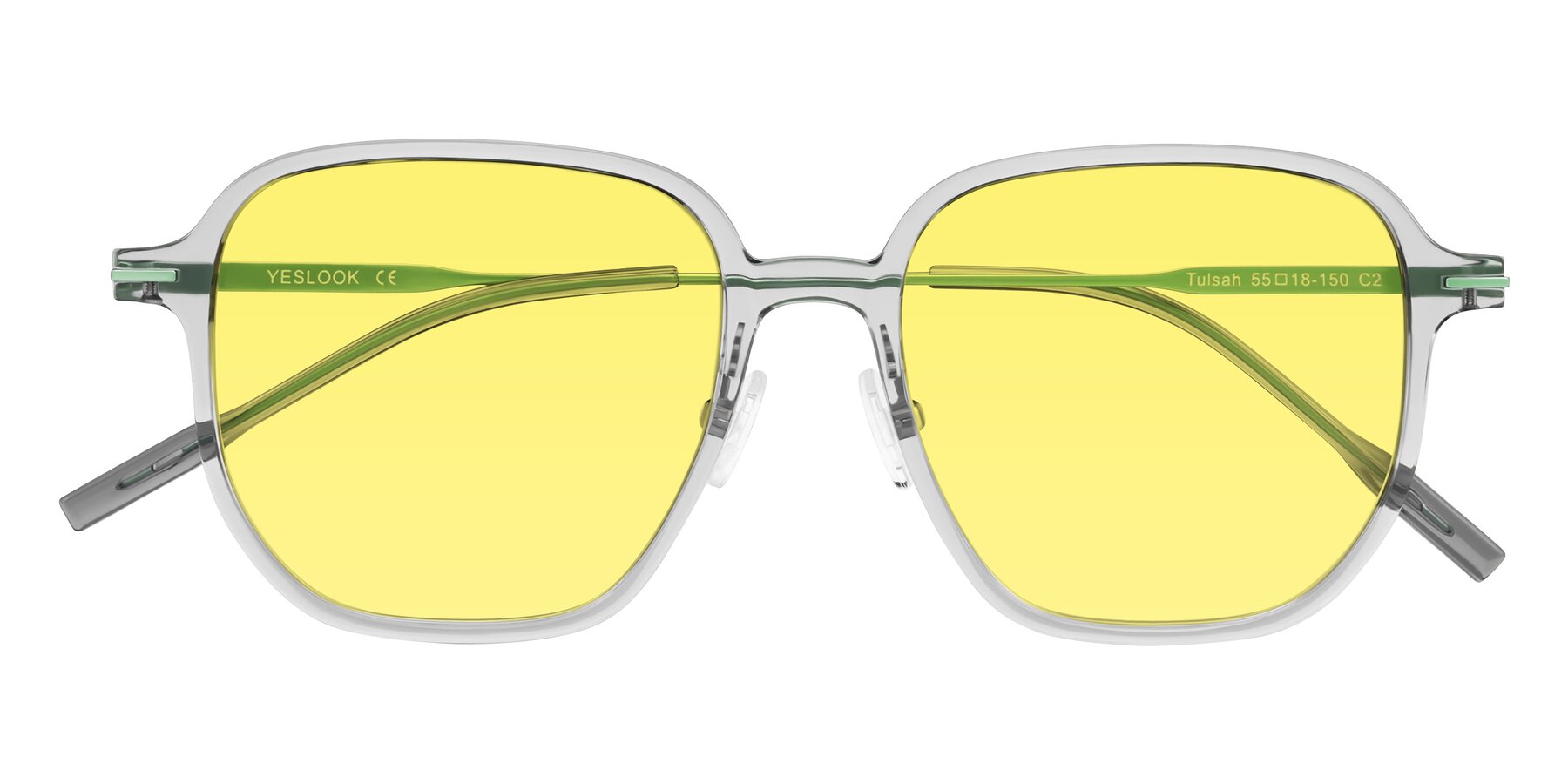 Folded Front of Tulsah in Transparent Gray with Medium Yellow Tinted Lenses