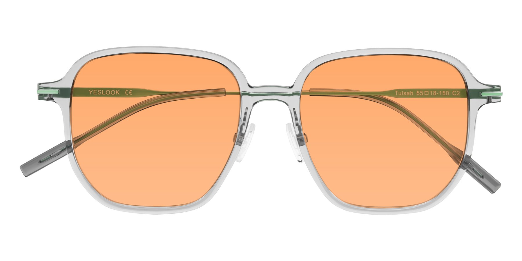 Folded Front of Tulsah in Transparent Gray with Medium Orange Tinted Lenses