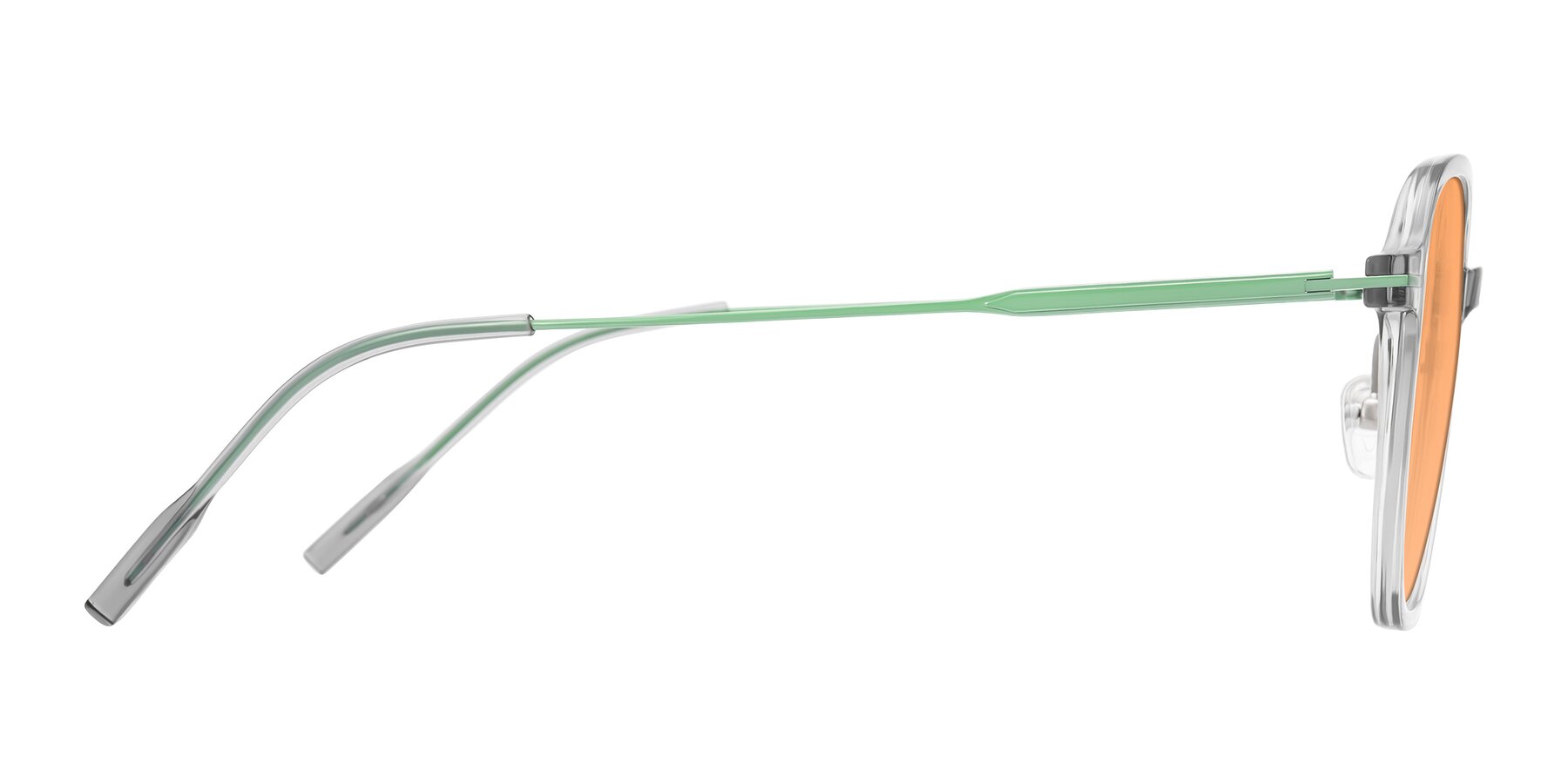 Side of Tulsah in Transparent Gray with Medium Orange Tinted Lenses