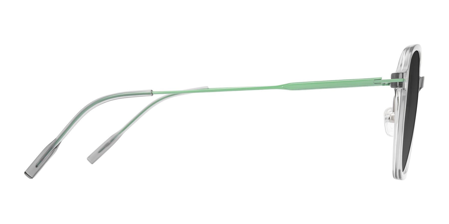 Side of Tulsah in Transparent Gray with Gray Tinted Lenses