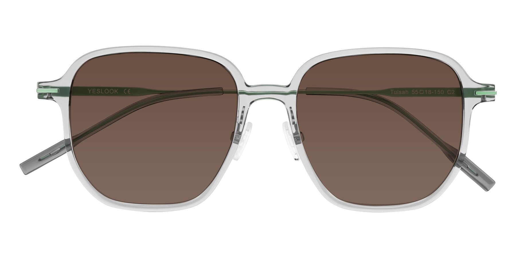 Folded Front of Tulsah in Transparent Gray with Brown Tinted Lenses