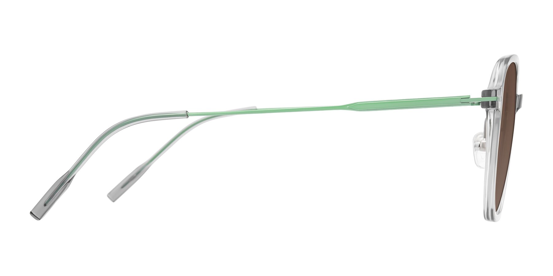 Side of Tulsah in Transparent Gray with Brown Tinted Lenses