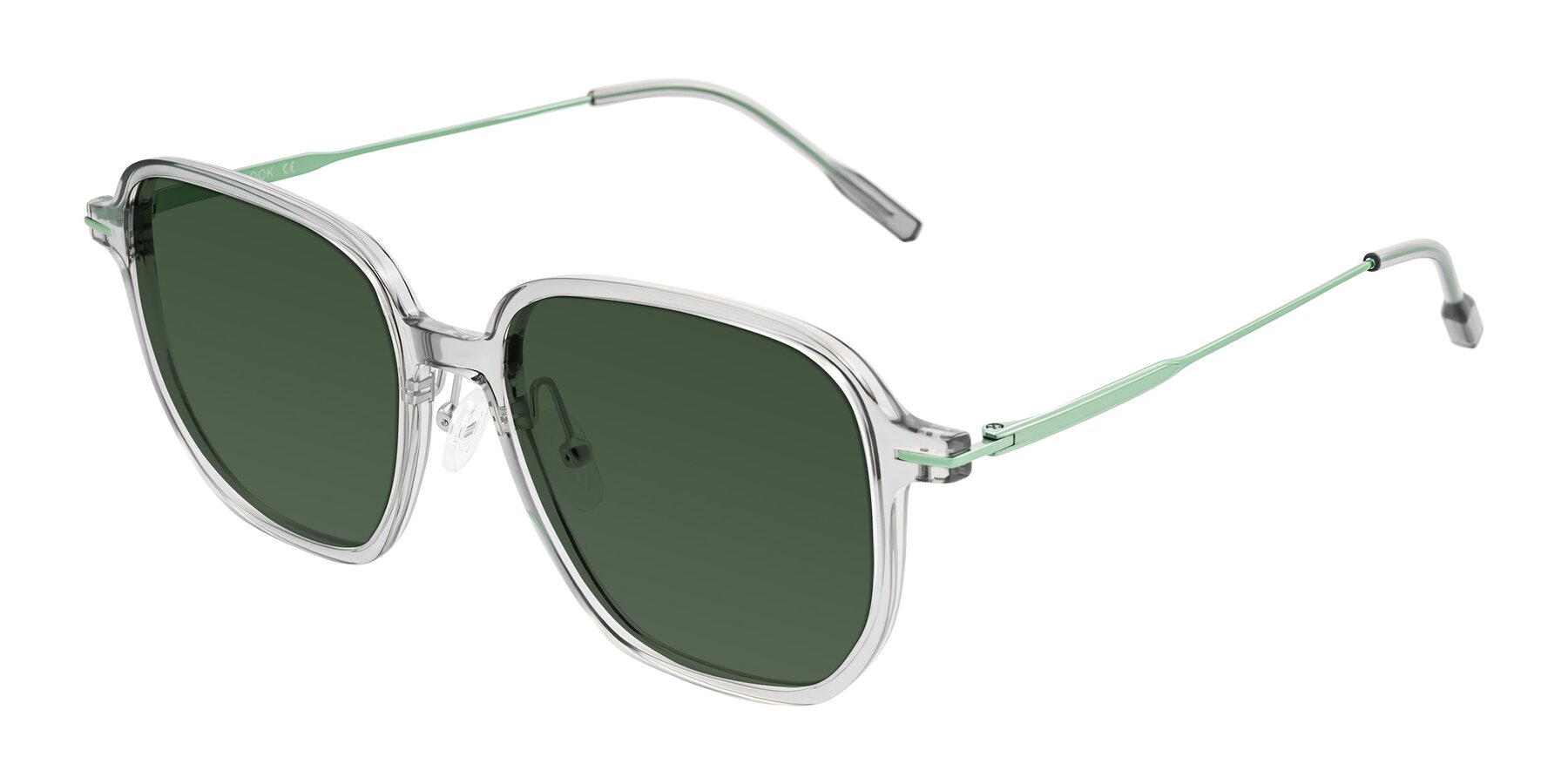 Angle of Tulsah in Transparent Gray with Green Tinted Lenses