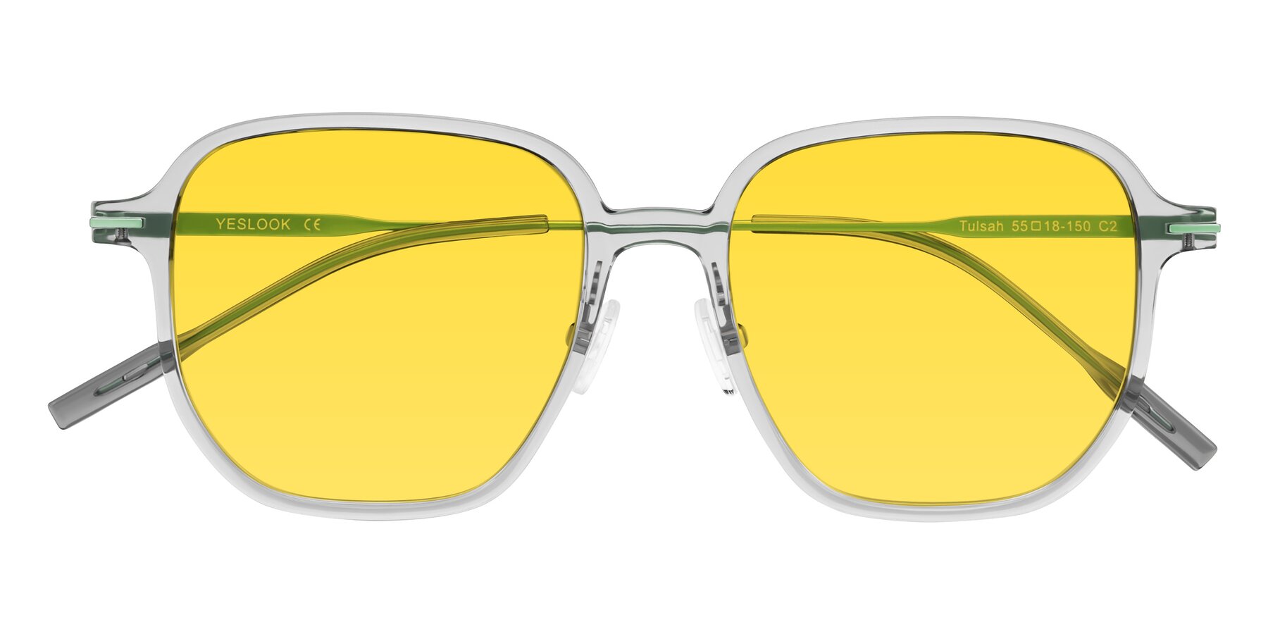 Folded Front of Tulsah in Transparent Gray with Yellow Tinted Lenses