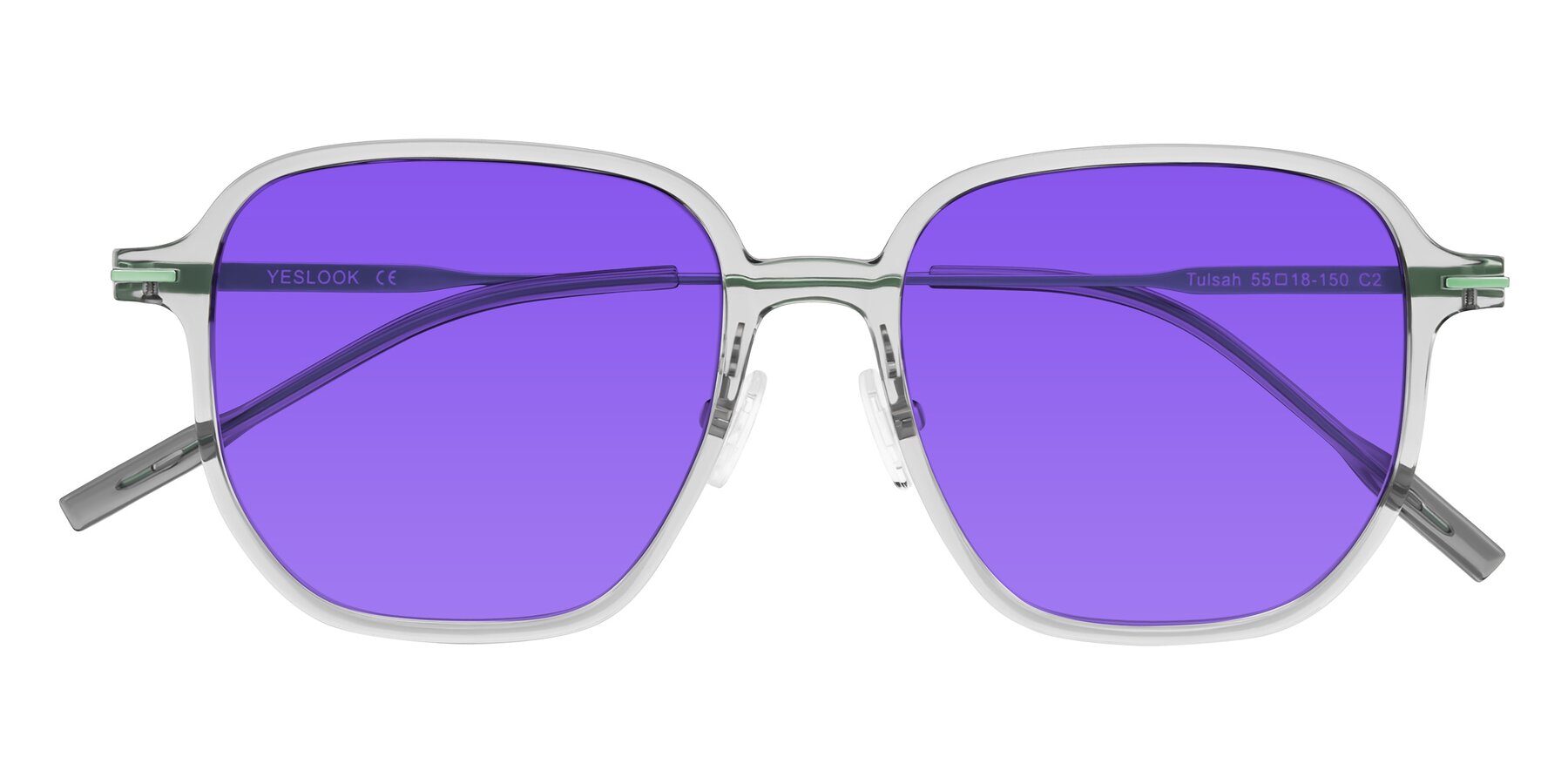 Folded Front of Tulsah in Transparent Gray with Purple Tinted Lenses