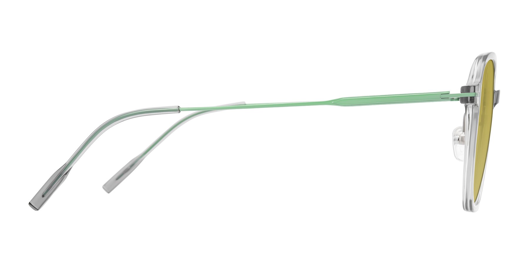 Side of Tulsah in Transparent Gray with Champagne Tinted Lenses