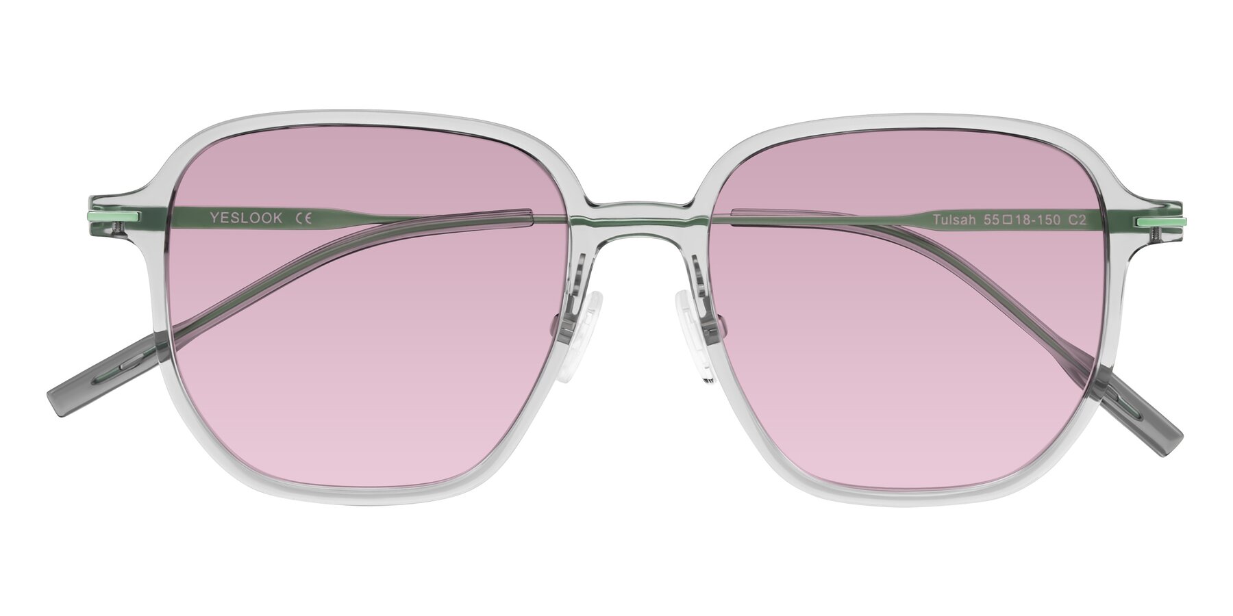 Folded Front of Tulsah in Transparent Gray with Light Wine Tinted Lenses