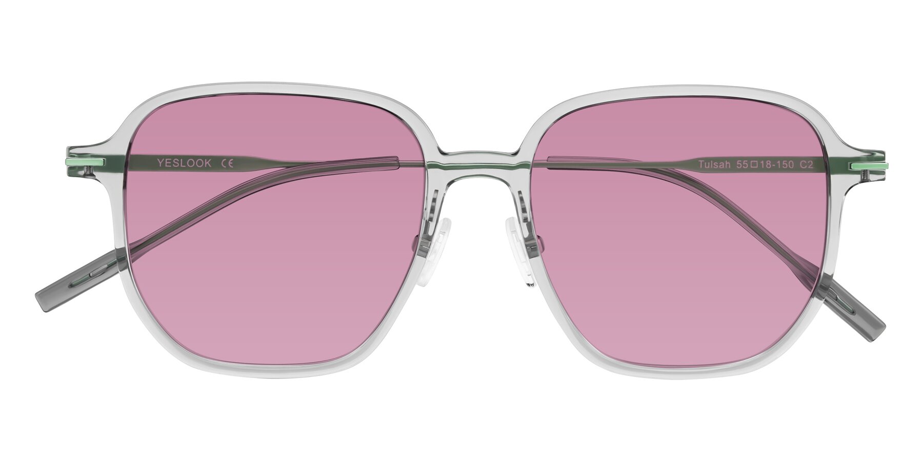 Folded Front of Tulsah in Transparent Gray with Medium Wine Tinted Lenses