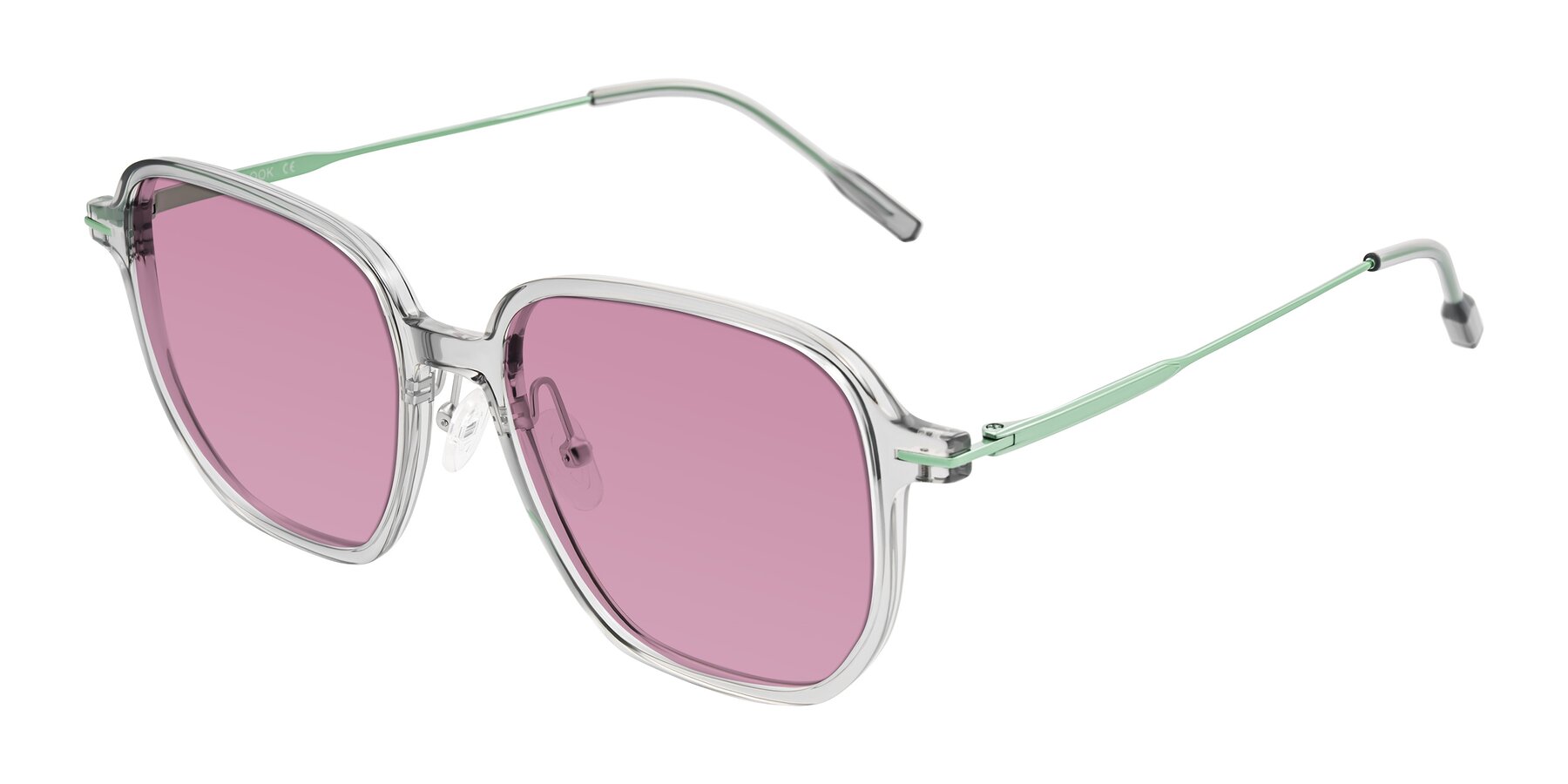 Angle of Tulsah in Transparent Gray with Medium Wine Tinted Lenses