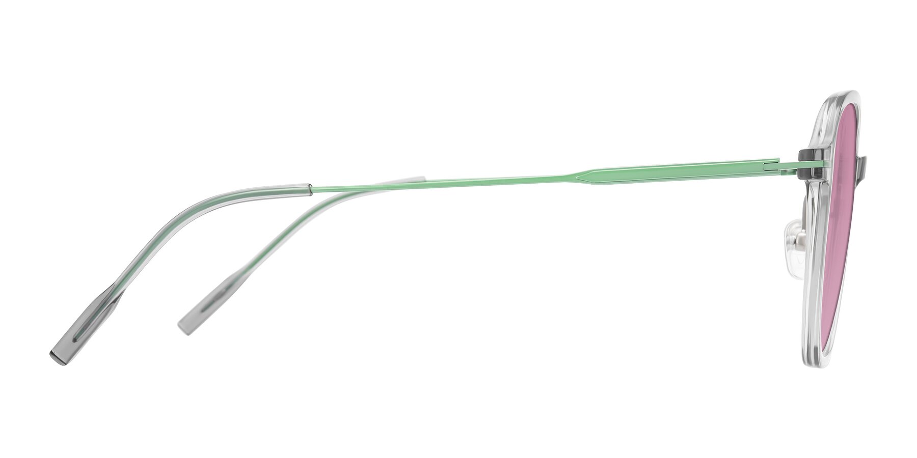 Side of Tulsah in Transparent Gray with Medium Wine Tinted Lenses