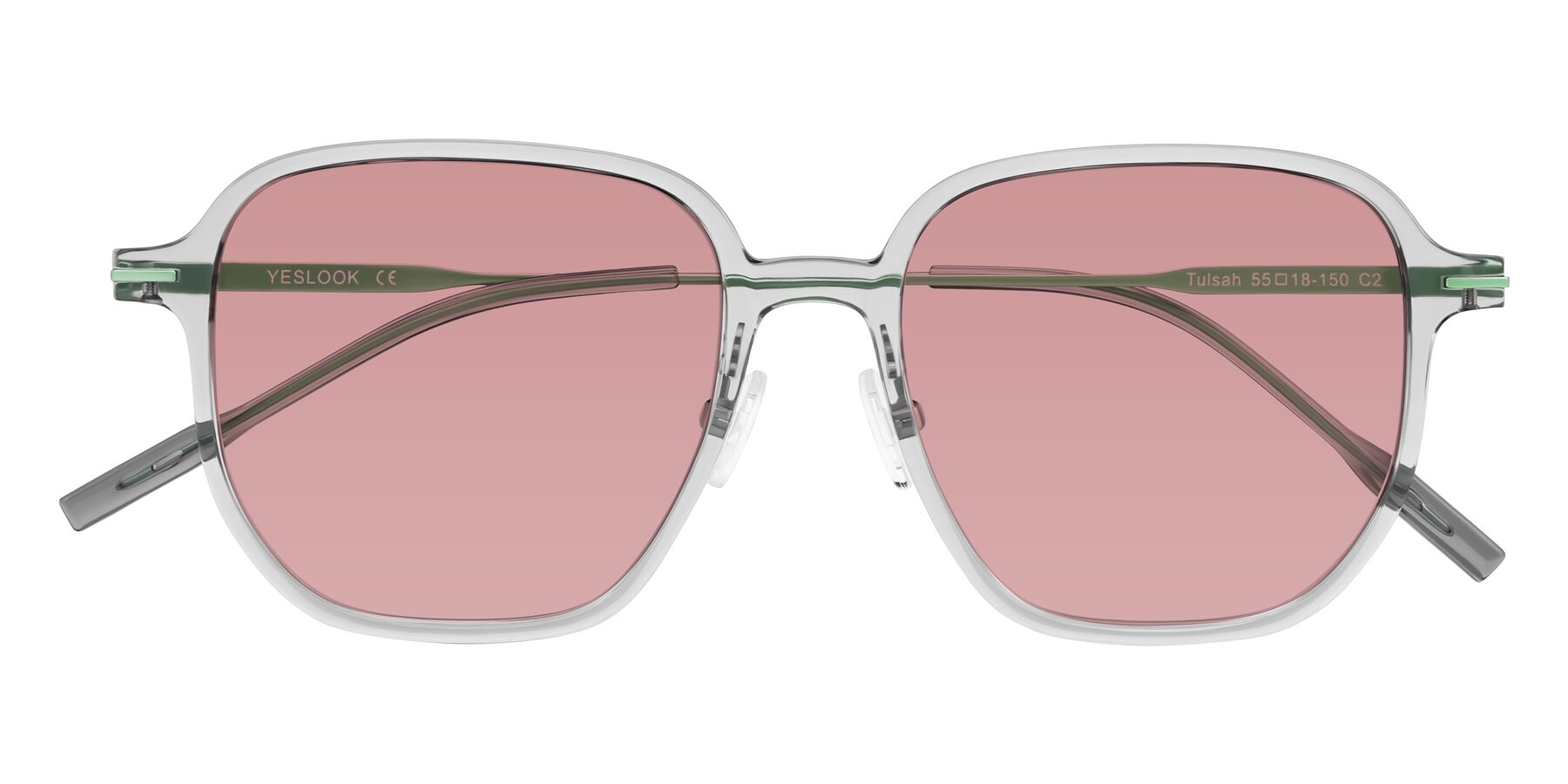Folded Front of Tulsah in Transparent Gray with Medium Garnet Tinted Lenses