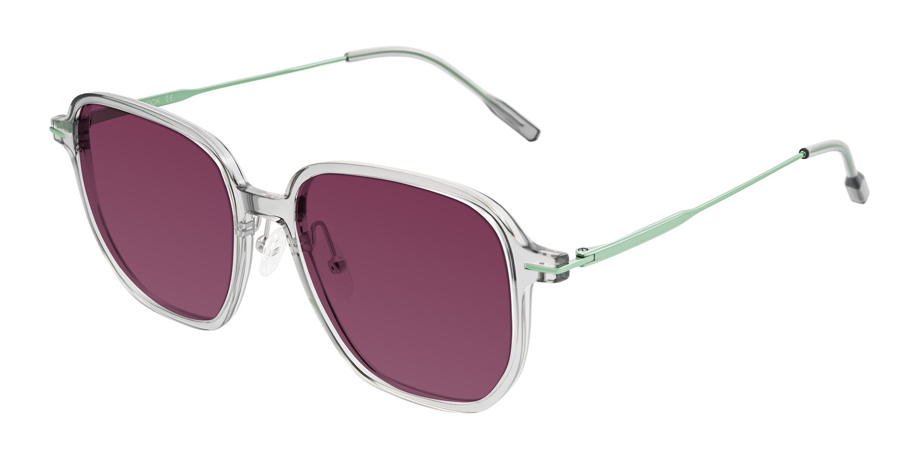 Angle of Tulsah in Transparent Gray with Wine Tinted Lenses