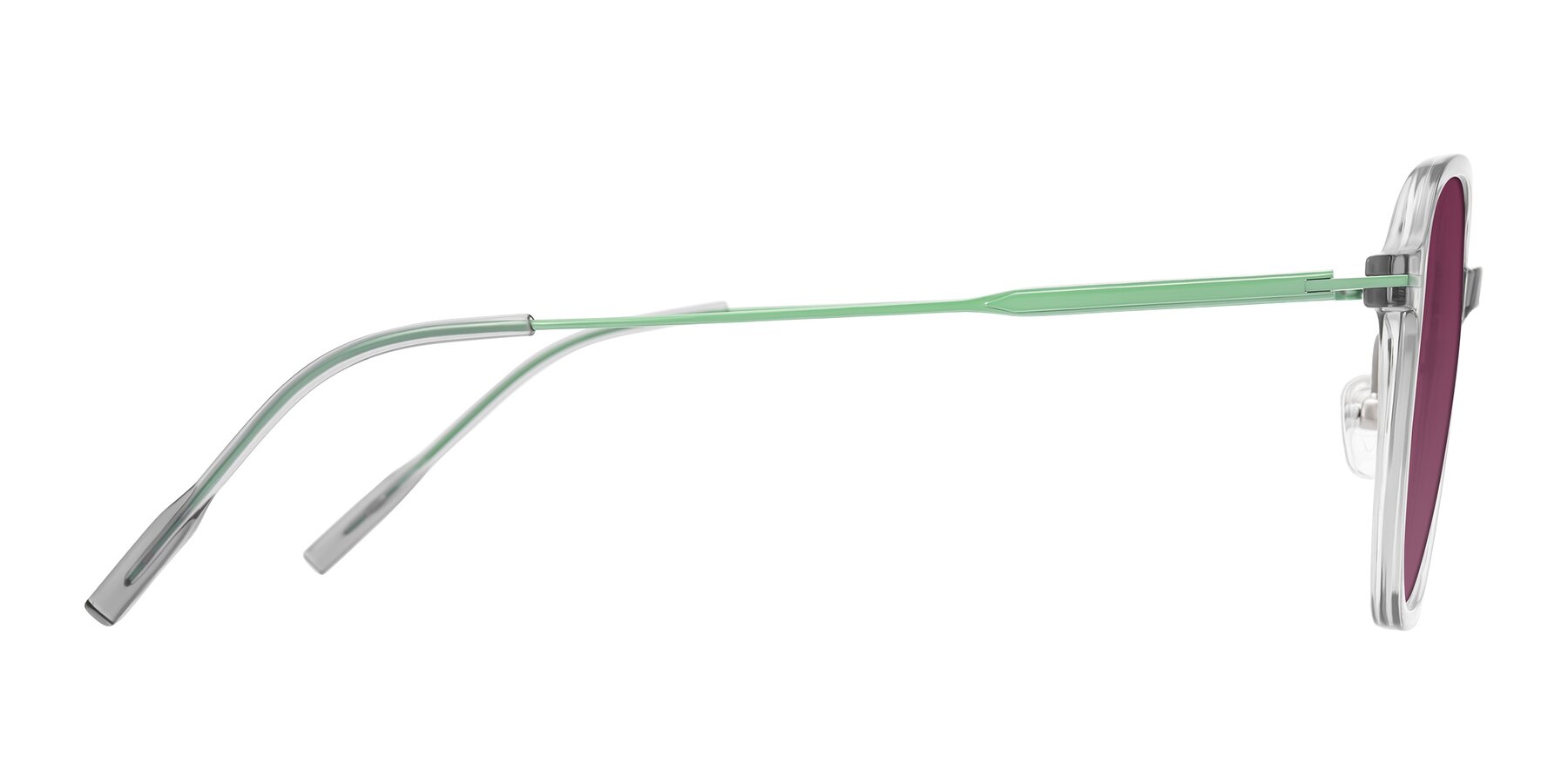 Side of Tulsah in Transparent Gray with Wine Tinted Lenses