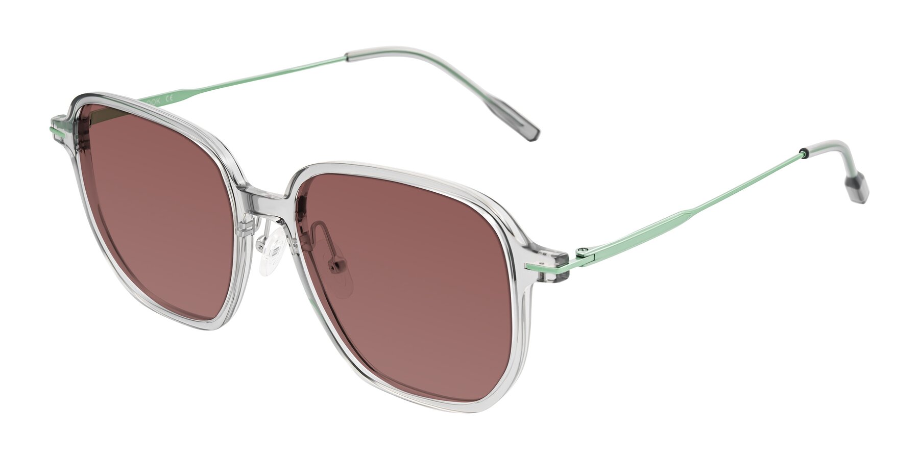 Angle of Tulsah in Transparent Gray with Garnet Tinted Lenses