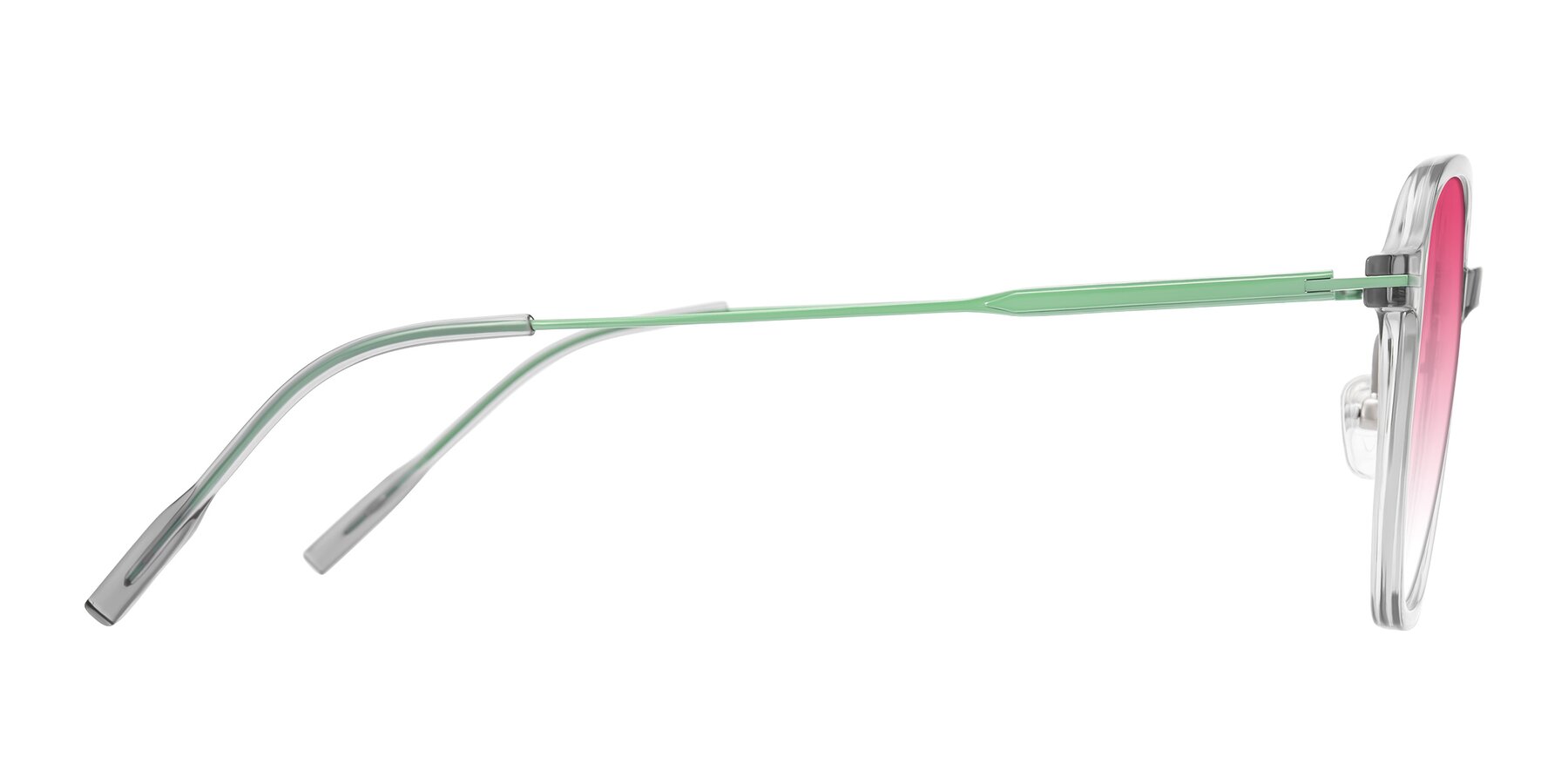 Side of Tulsah in Transparent Gray with Pink Gradient Lenses