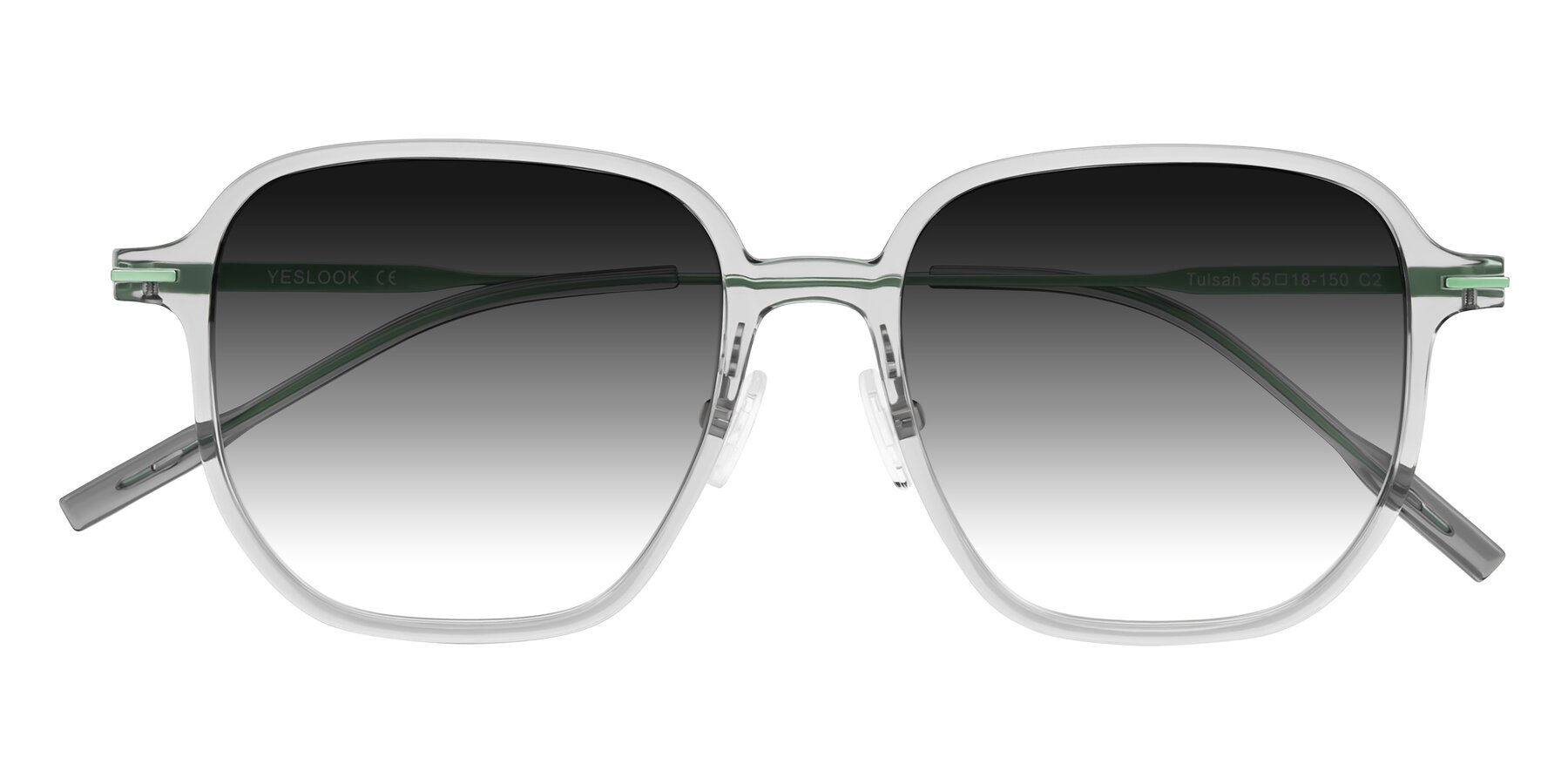Folded Front of Tulsah in Transparent Gray with Gray Gradient Lenses