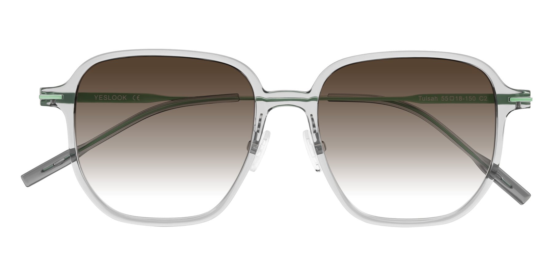 Folded Front of Tulsah in Transparent Gray with Brown Gradient Lenses