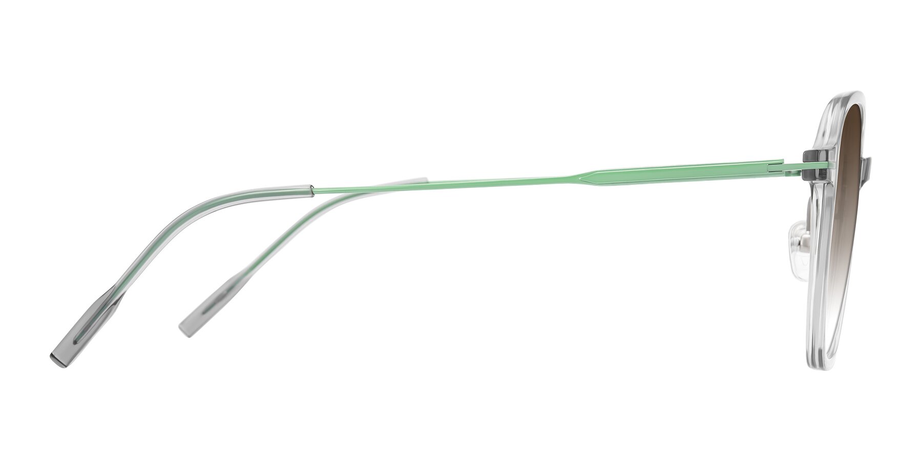 Side of Tulsah in Transparent Gray with Brown Gradient Lenses