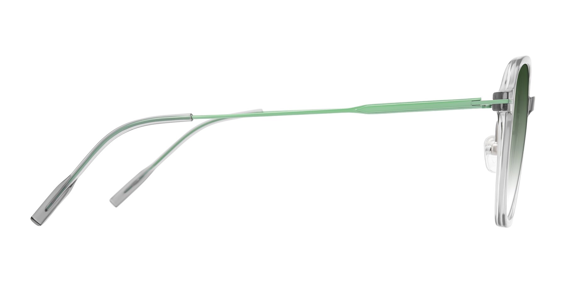 Side of Tulsah in Transparent Gray with Green Gradient Lenses